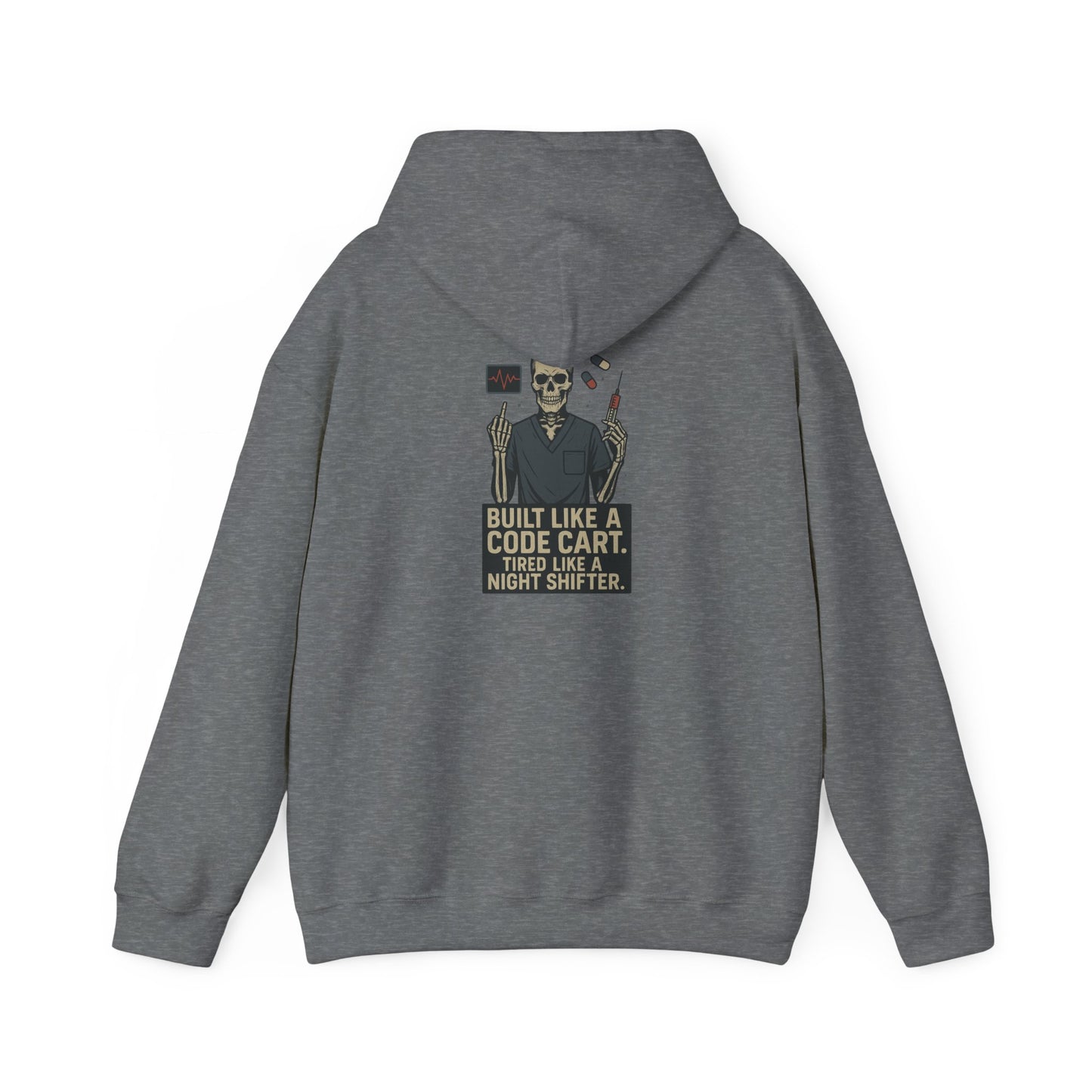 “Built Like a Code Cart. Tired Like a Night Shifter.” – Sarcastic Men’s Hoodie