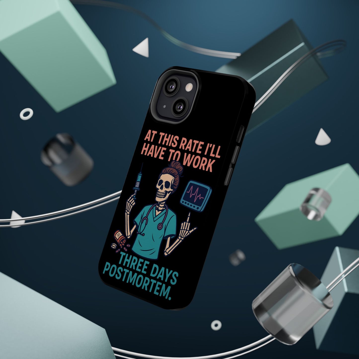 Magnetic Tough Phone Case, 3 Days Postmortem Skull Design, Cute Nurse Gift, Halloween Decor, Unique Phone Accessory