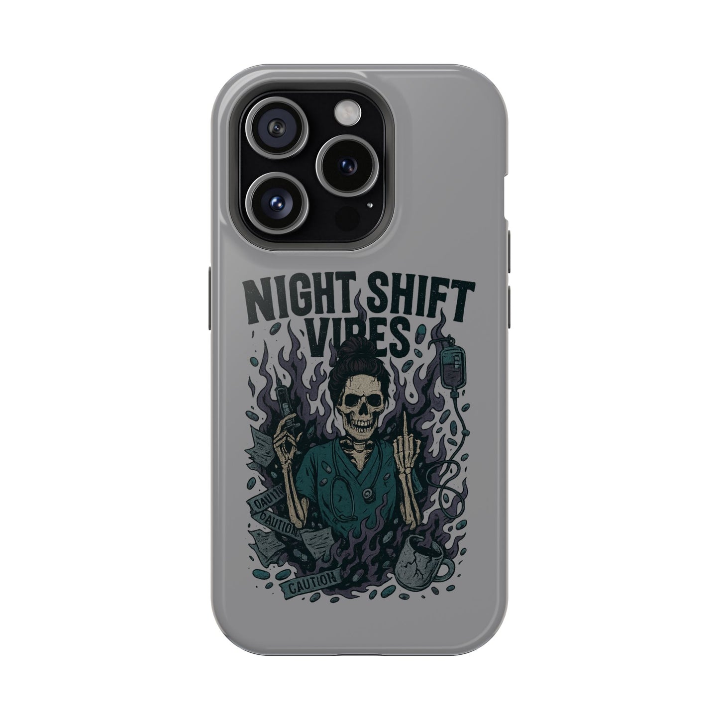 “Night Shift Vibes” – Bright & Chaotic Nurse Phone Case