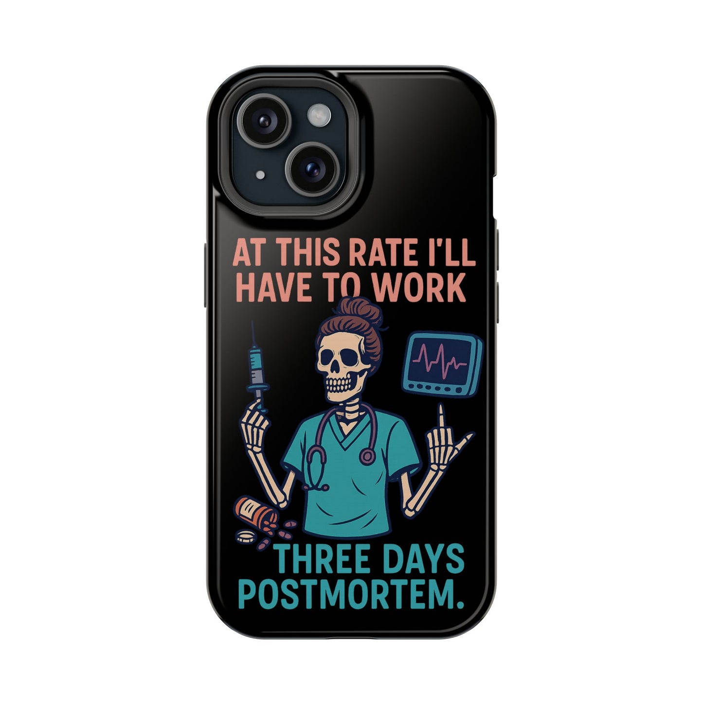 Magnetic Tough Phone Case, 3 Days Postmortem Skull Design, Cute Nurse Gift, Halloween Decor, Unique Phone Accessory