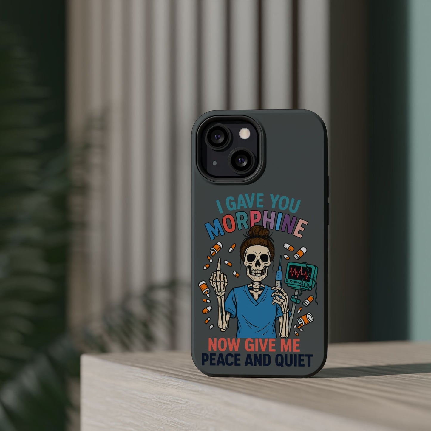 Gothic Phone Case, Unique Skeleton Design, Funny Gift for Nurses, Halloween Accessory, Hospital Humor
