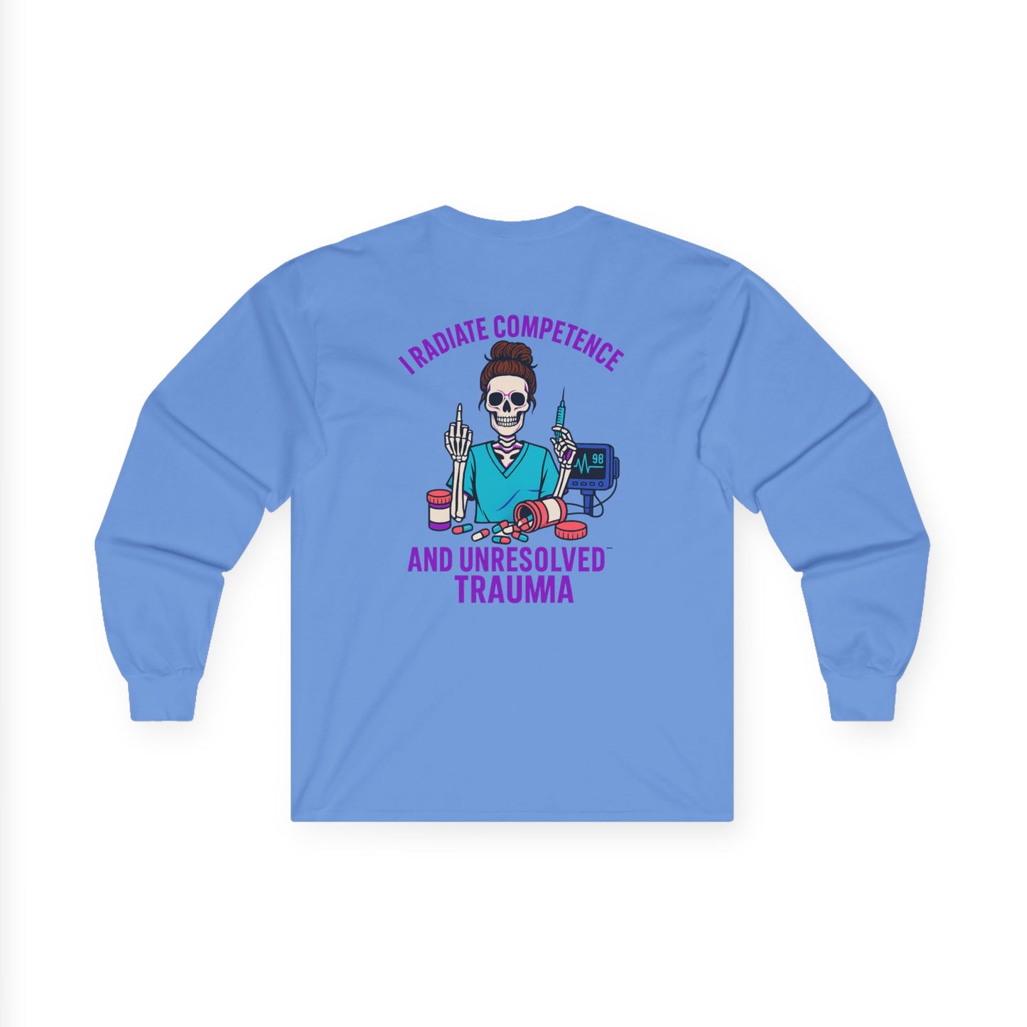 Skull Graphic Long Sleeve Tee, Casual Wear, Halloween Apparel, Gift for Friends, Unisex Fashion, Trendy Tee