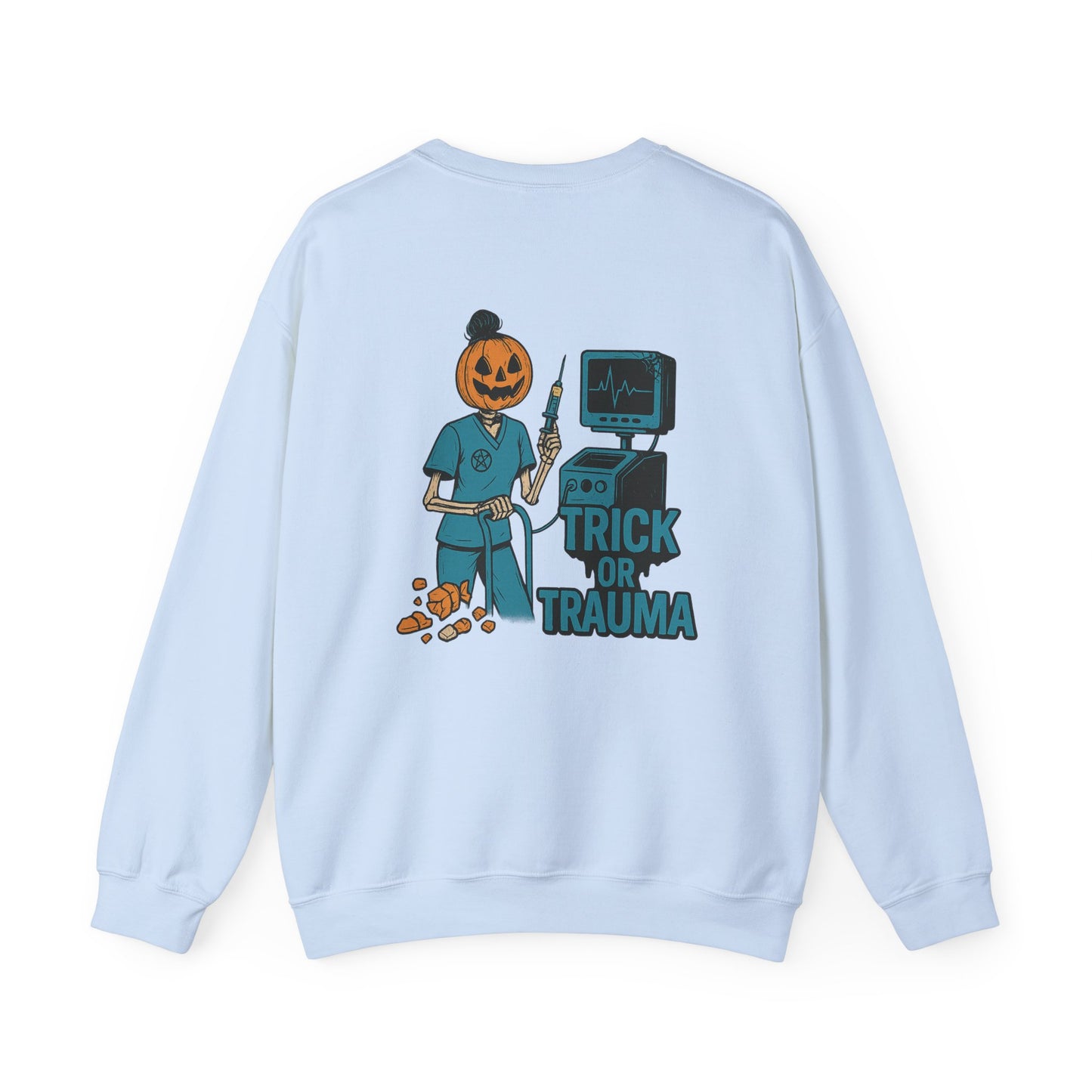Trick or Trauma Crewneck Sweatshirt - Unisex Halloween Apparel, Spooky Sweatshirt, Halloween Party Wear, Gifts for Scary Movie Lovers, [...]