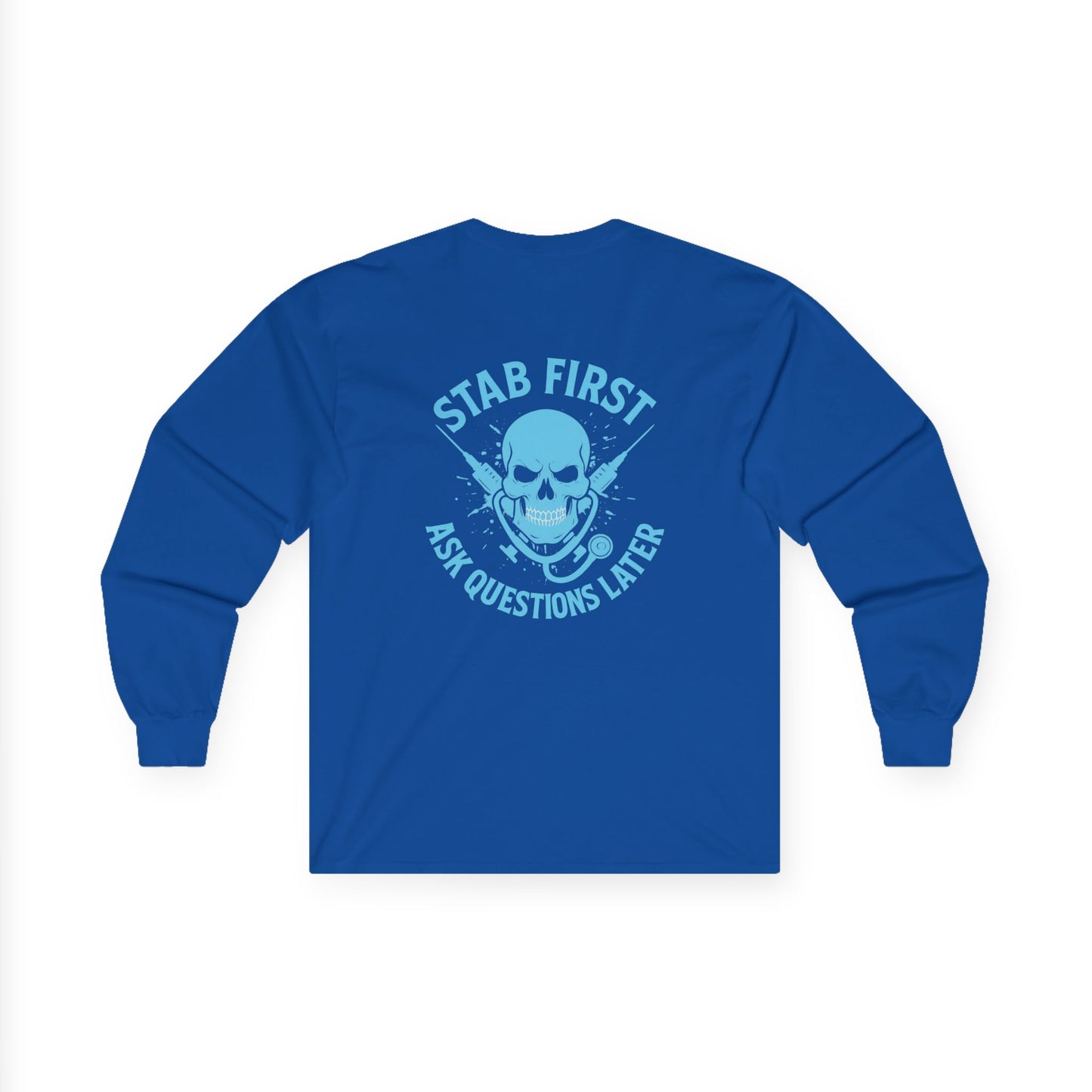 Edgy Graphic Long Sleeve Tee - Unisex Cotton Shirt, Casual Wear, Gift for Gamers, Halloween Outfit, Unique Statement Apparel