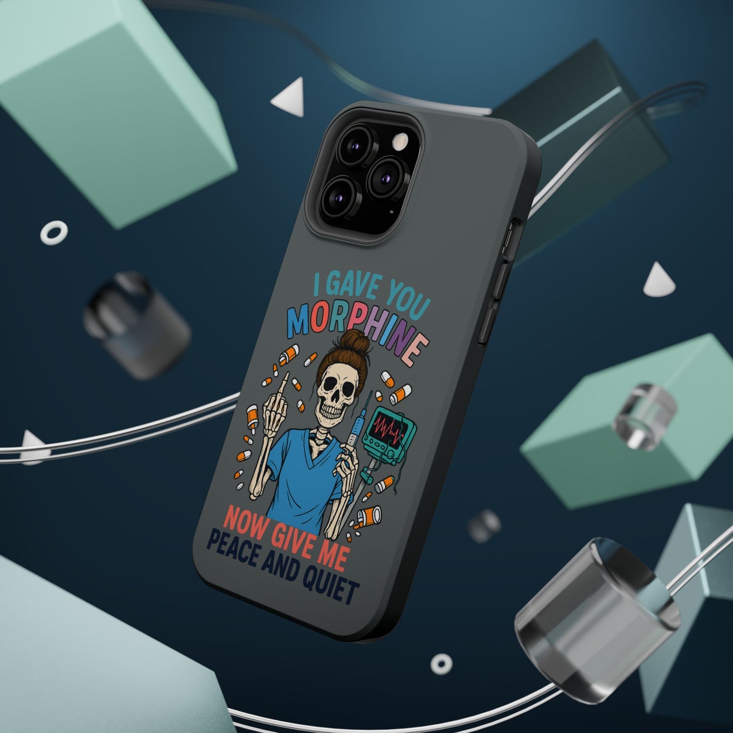 Gothic Phone Case, Unique Skeleton Design, Funny Gift for Nurses, Halloween Accessory, Hospital Humor