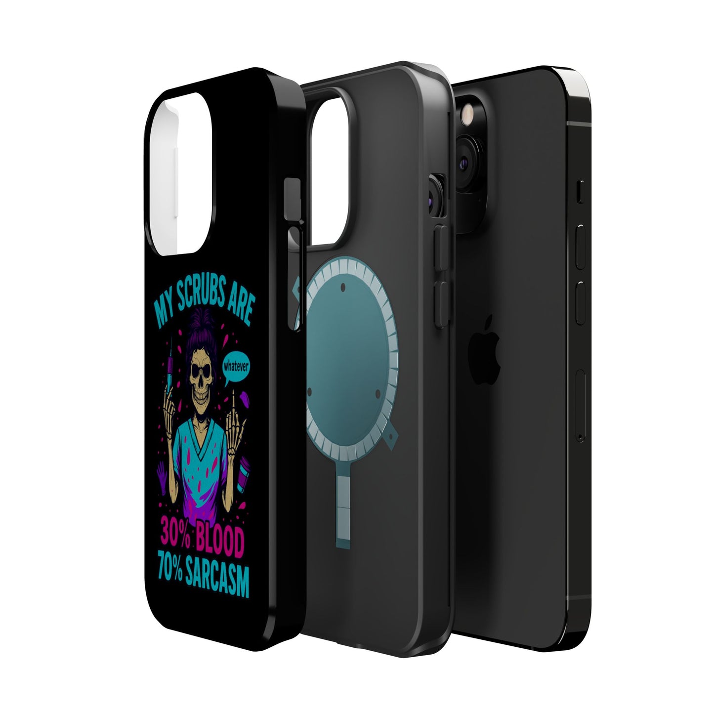 Sassy Nurse Phone Case, 30% Blood 70% Sarcasm Design, Healthcare Gift, Funny Medical Accessory, Tough Magnetic Cover