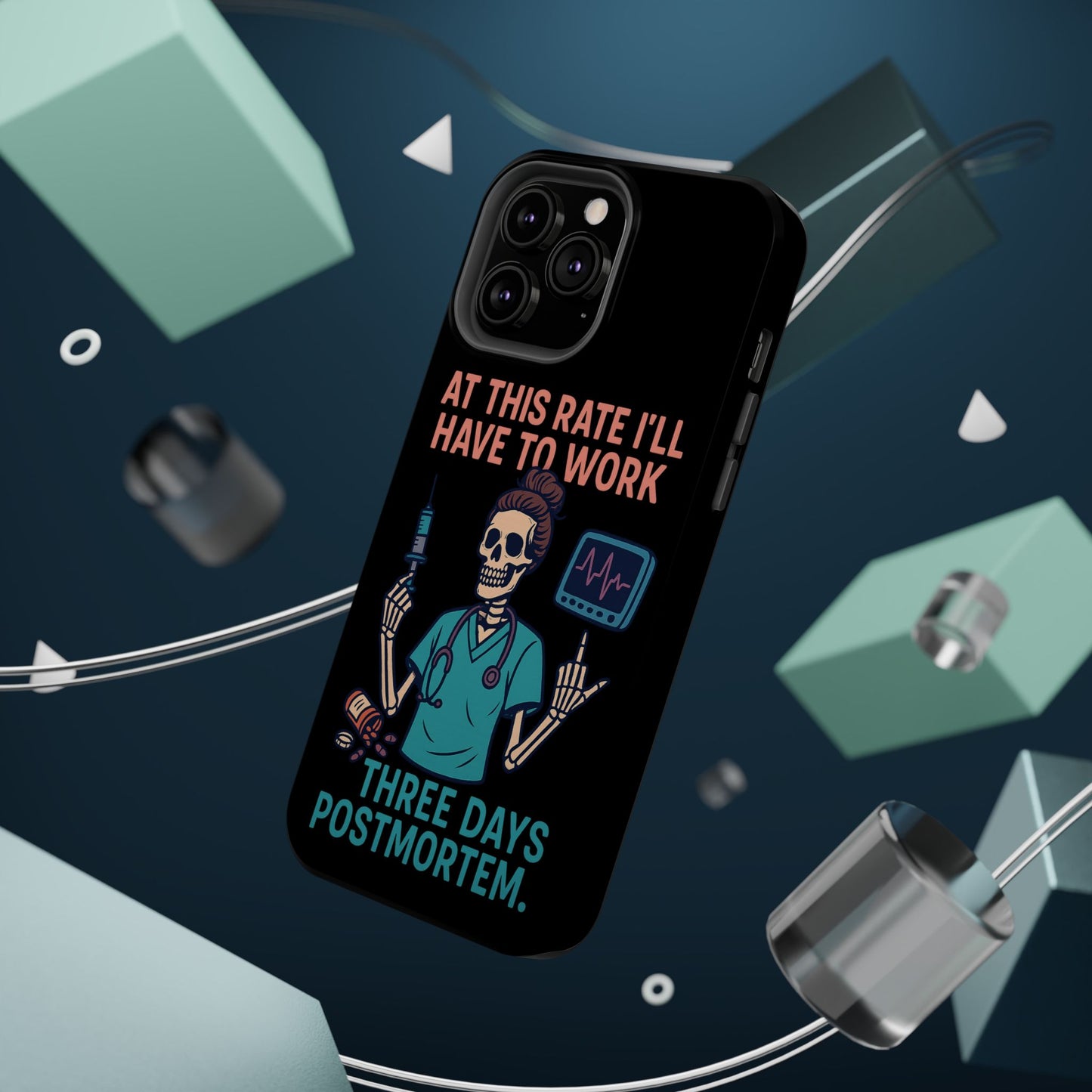 Magnetic Tough Phone Case, 3 Days Postmortem Skull Design, Cute Nurse Gift, Halloween Decor, Unique Phone Accessory