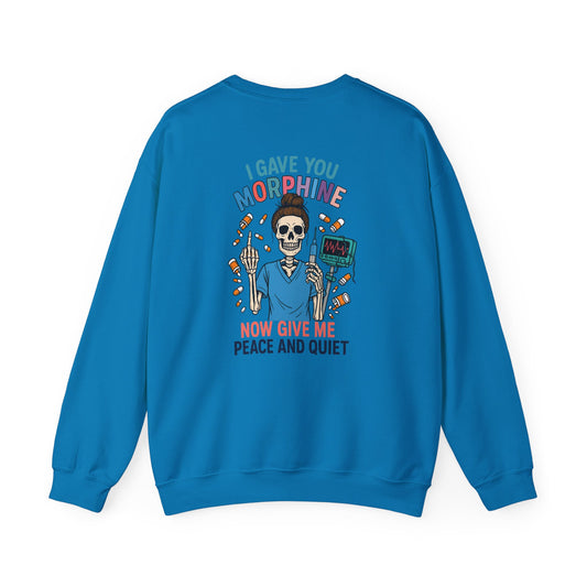 Peace and Quiet Skeleton Sweatshirt, Unisex Crewneck, Funny Halloween Gift, Cozy Sweatshirt, Unique Gift for Her, Graphic Pullover