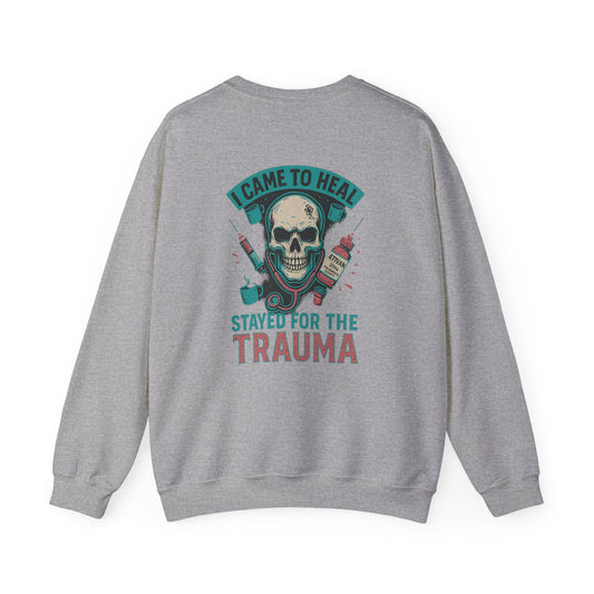 Skull Design Crewneck Sweatshirt, Cozy Graphic Pullover, Unisex Gift for Trauma Survivors, Halloween Style, Casual Comfort Wear