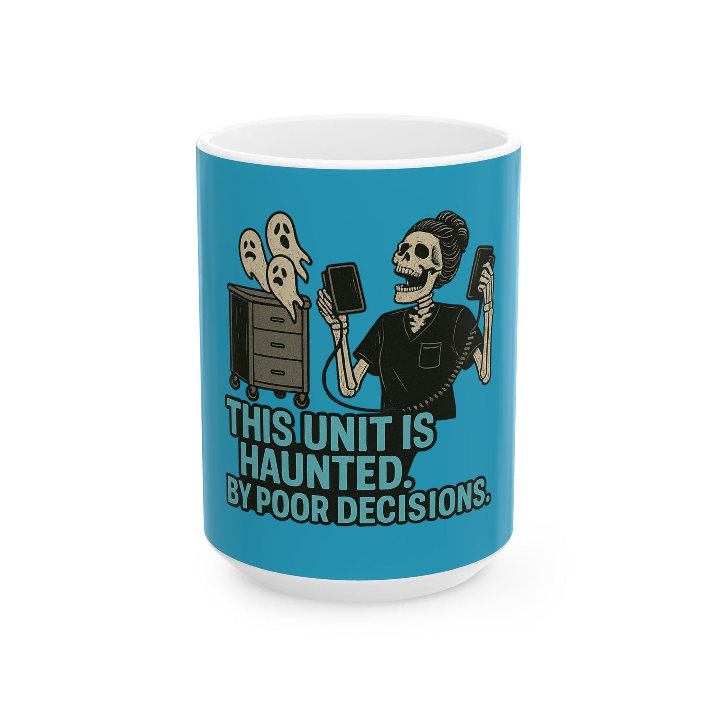 Ceramic Mug with Haunted Design - Perfect Gift for Halloween, Coffee Lovers, & Spooky Decor, Unique Kitchenware, Fun Office Mug