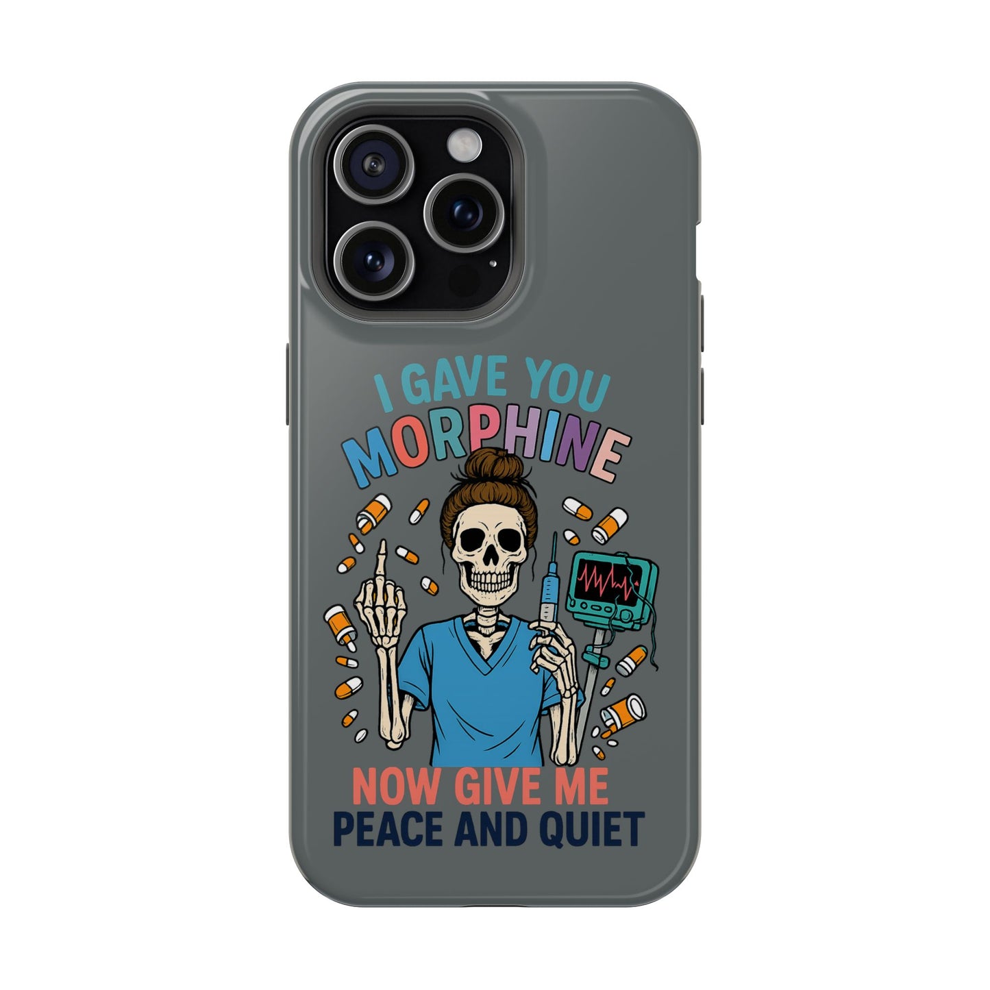 Gothic Phone Case, Unique Skeleton Design, Funny Gift for Nurses, Halloween Accessory, Hospital Humor