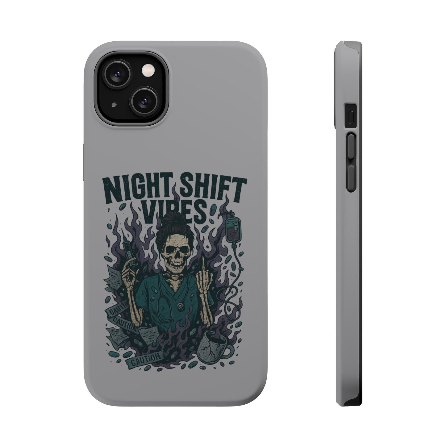 “Night Shift Vibes” – Bright & Chaotic Nurse Phone Case