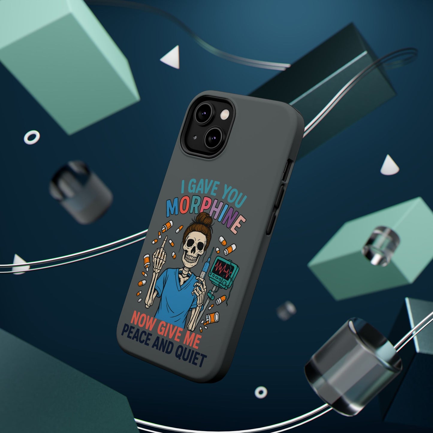 Gothic Phone Case, Unique Skeleton Design, Funny Gift for Nurses, Halloween Accessory, Hospital Humor