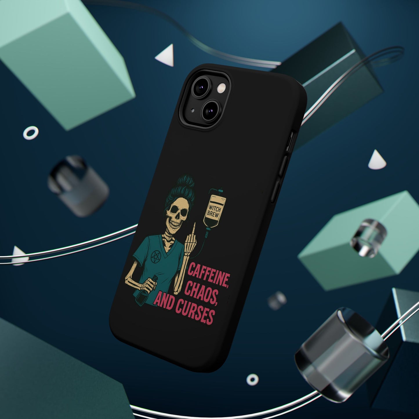 Caffeine Chaos Magnetic Phone Case, Halloween Gift, Witchy Accessories, Phone Cover, Spooky Style