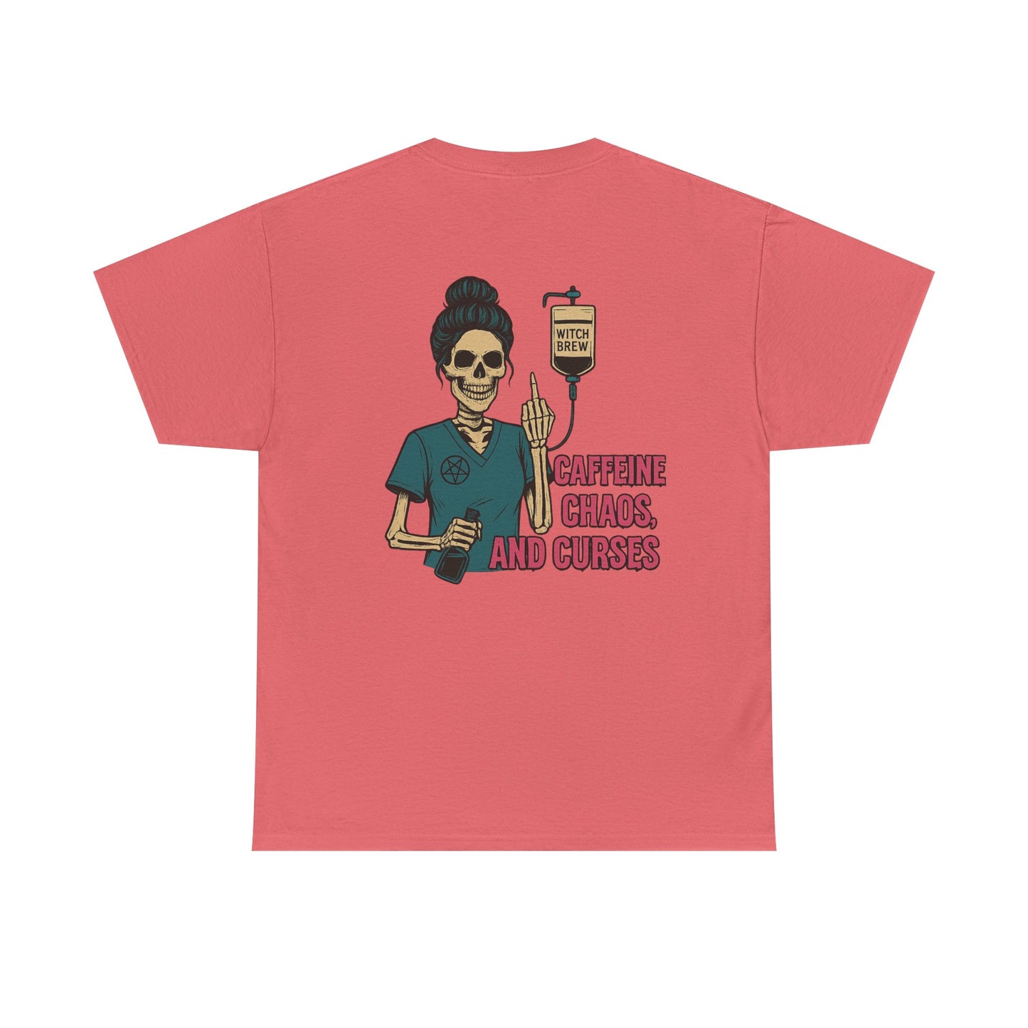 Witchy Caffeine Chaos Tee | Unisex Heavy Cotton Shirt for Halloween, Casual Wear, Gift for Her, Spooky Season, Witchy Vibes
