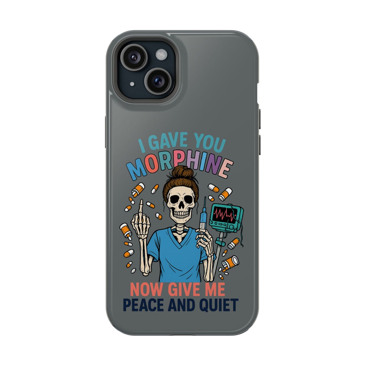 Gothic Phone Case, Unique Skeleton Design, Funny Gift for Nurses, Halloween Accessory, Hospital Humor