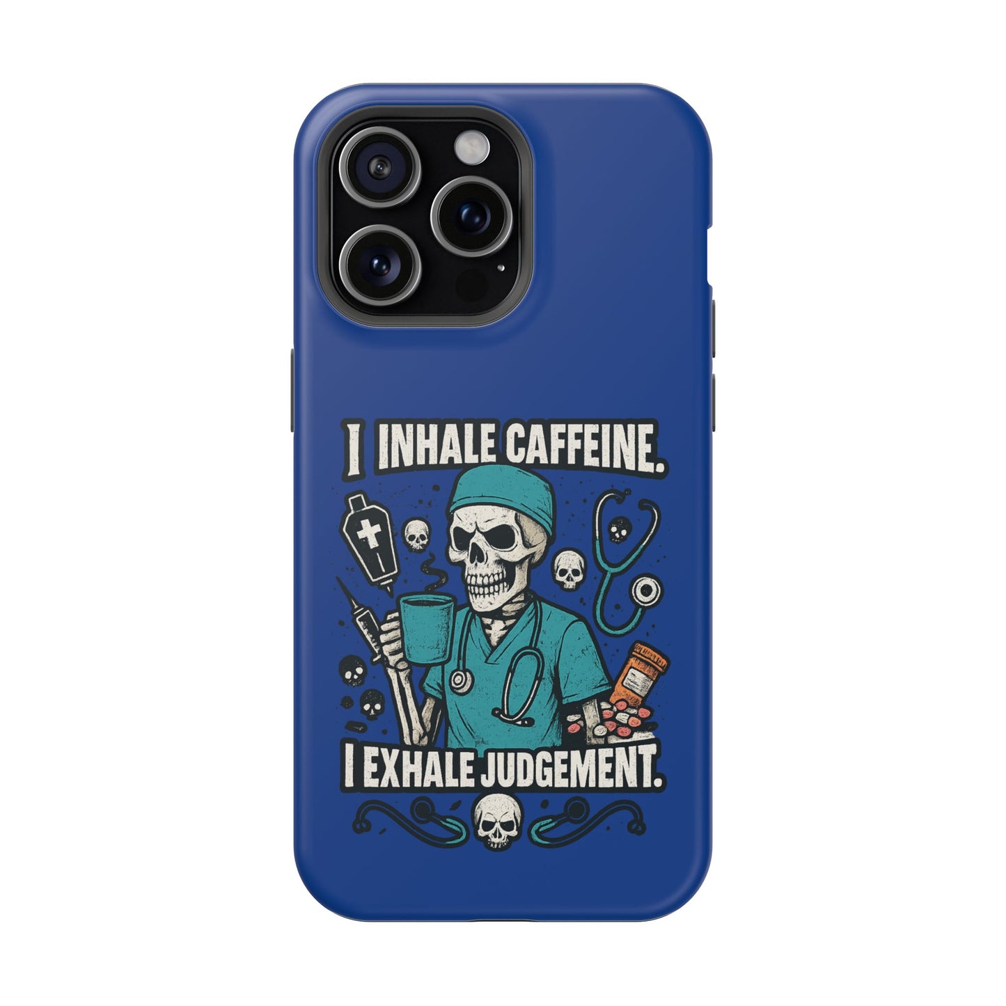 Funny Nurse Phone Case, Medical Humor, Gift for Healthcare Workers, Caffeine Lover Accessory, Skeleton Design
