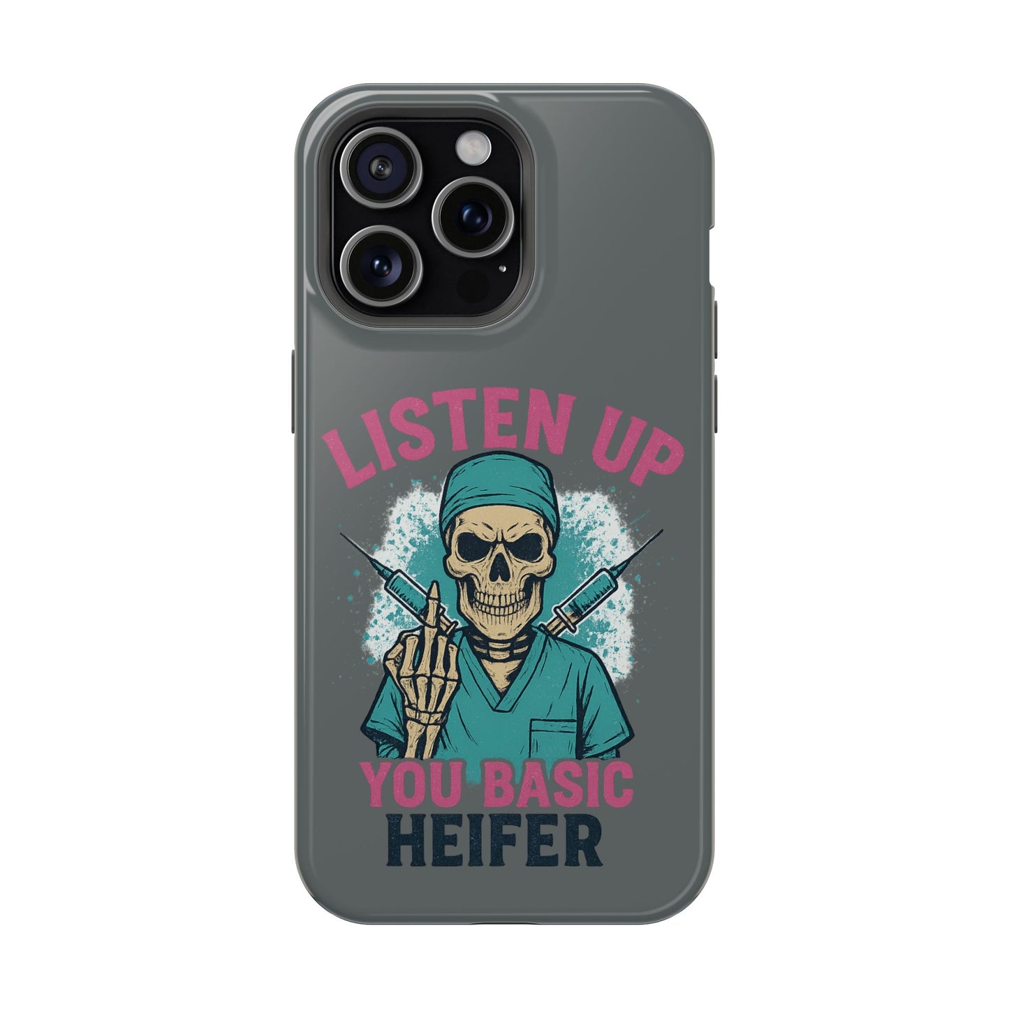 Edgy Nurse Phone Case, Gift for Healthcare Workers, Skull Design Case, Halloween Accessories, Trendy Tough Cases