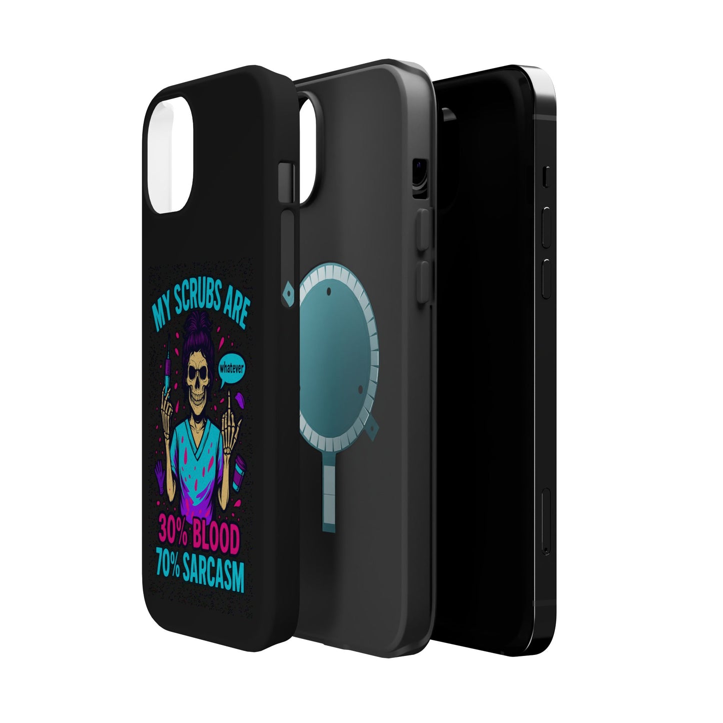 Sassy Nurse Phone Case, 30% Blood 70% Sarcasm Design, Healthcare Gift, Funny Medical Accessory, Tough Magnetic Cover