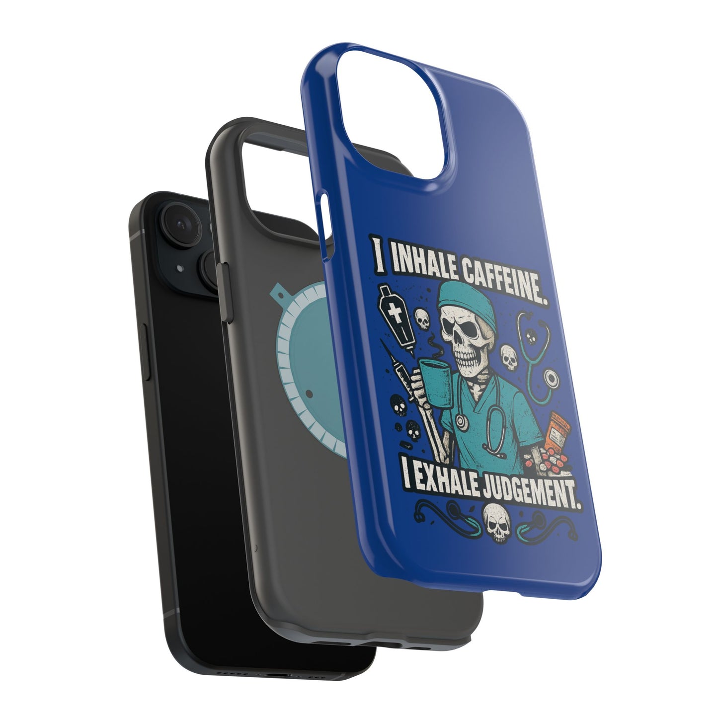 Funny Nurse Phone Case, Medical Humor, Gift for Healthcare Workers, Caffeine Lover Accessory, Skeleton Design