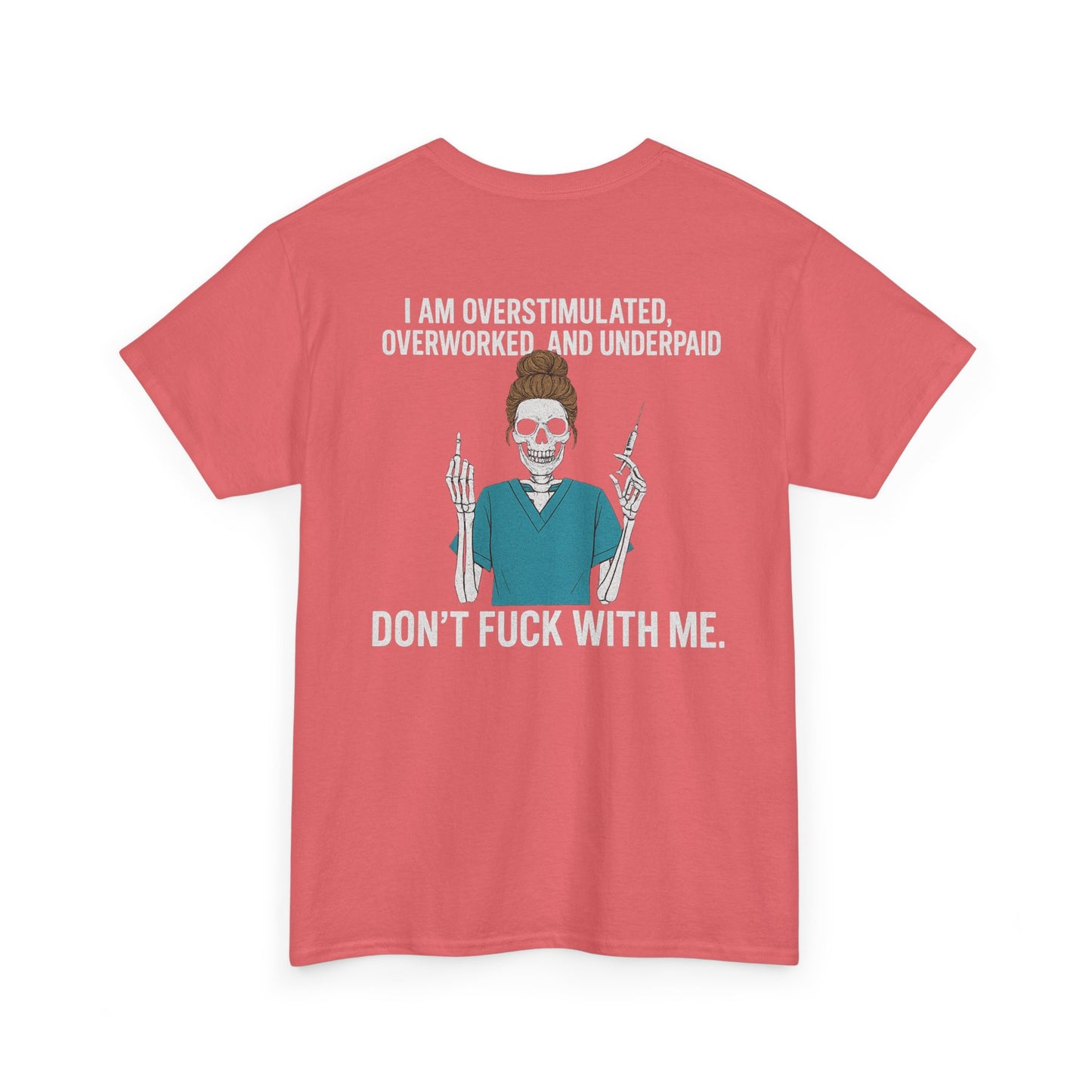 Unisex Heavy Cotton Tee - Overstimulated & Underpaid Graphic Tee, Casual Wear, Funny Shirt, Gift for Friends, Work Humor