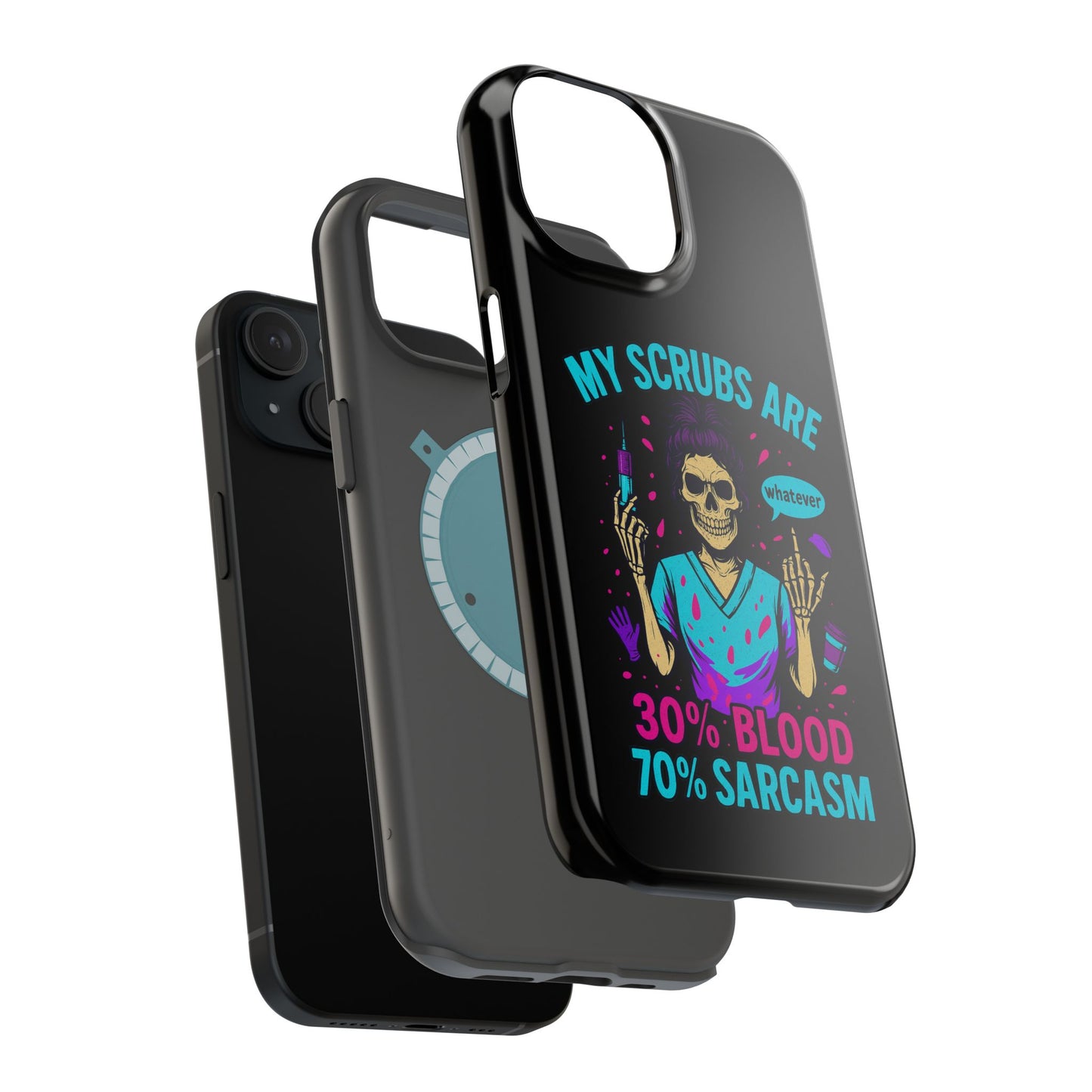 Sassy Nurse Phone Case, 30% Blood 70% Sarcasm Design, Healthcare Gift, Funny Medical Accessory, Tough Magnetic Cover