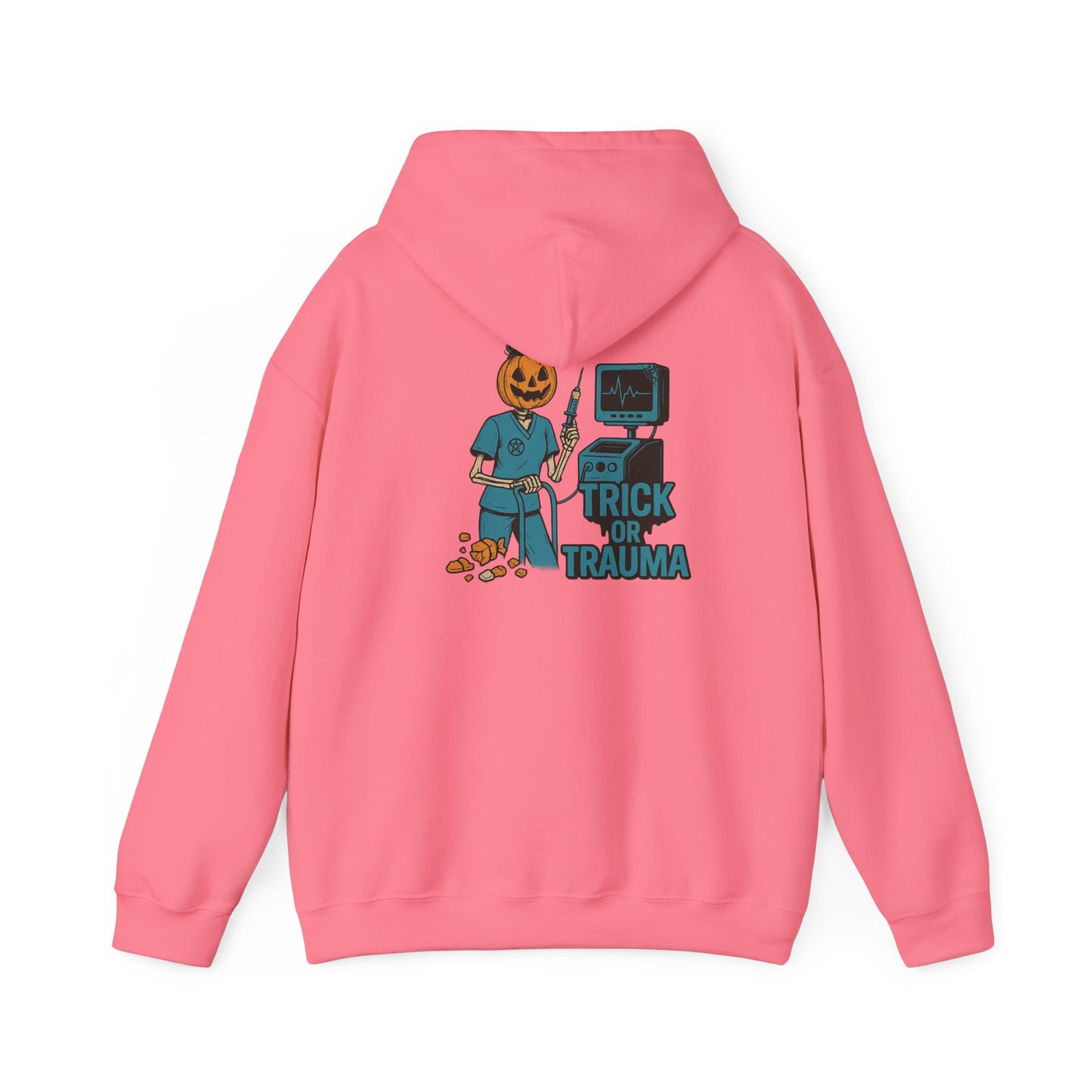 Halloween Trick or Trauma Unisex Hoodie, Perfect for Fall, Cozy Sweatshirt for Halloween Parties, Costume, Gift Idea, Spooky Season Apparel
