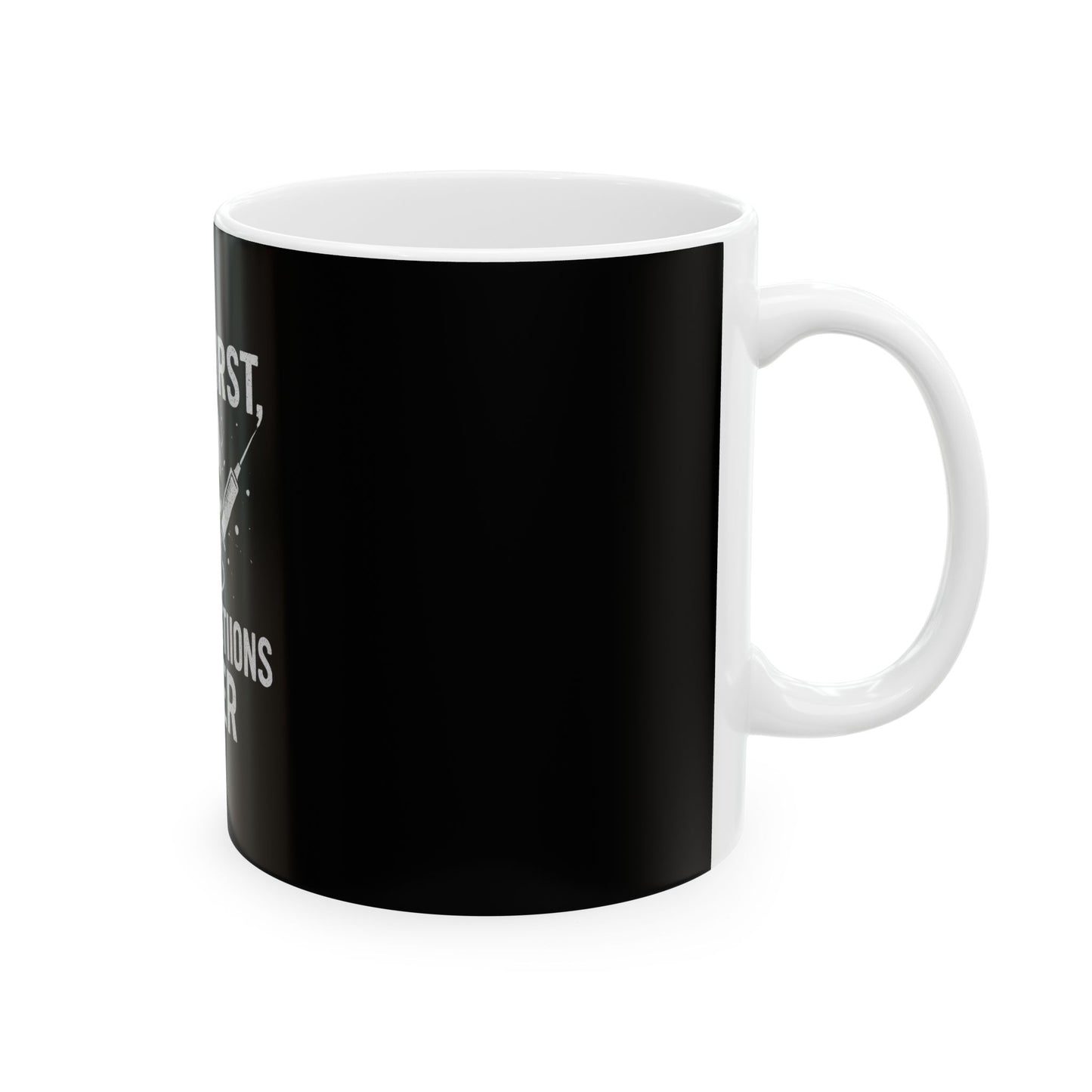 Dark Humor Ceramic Mug - "Stab First, Ask Questions Later" - Gift for Coffee Lovers, Home Office, Gag Gifts, Halloween Decor, Unique [...]