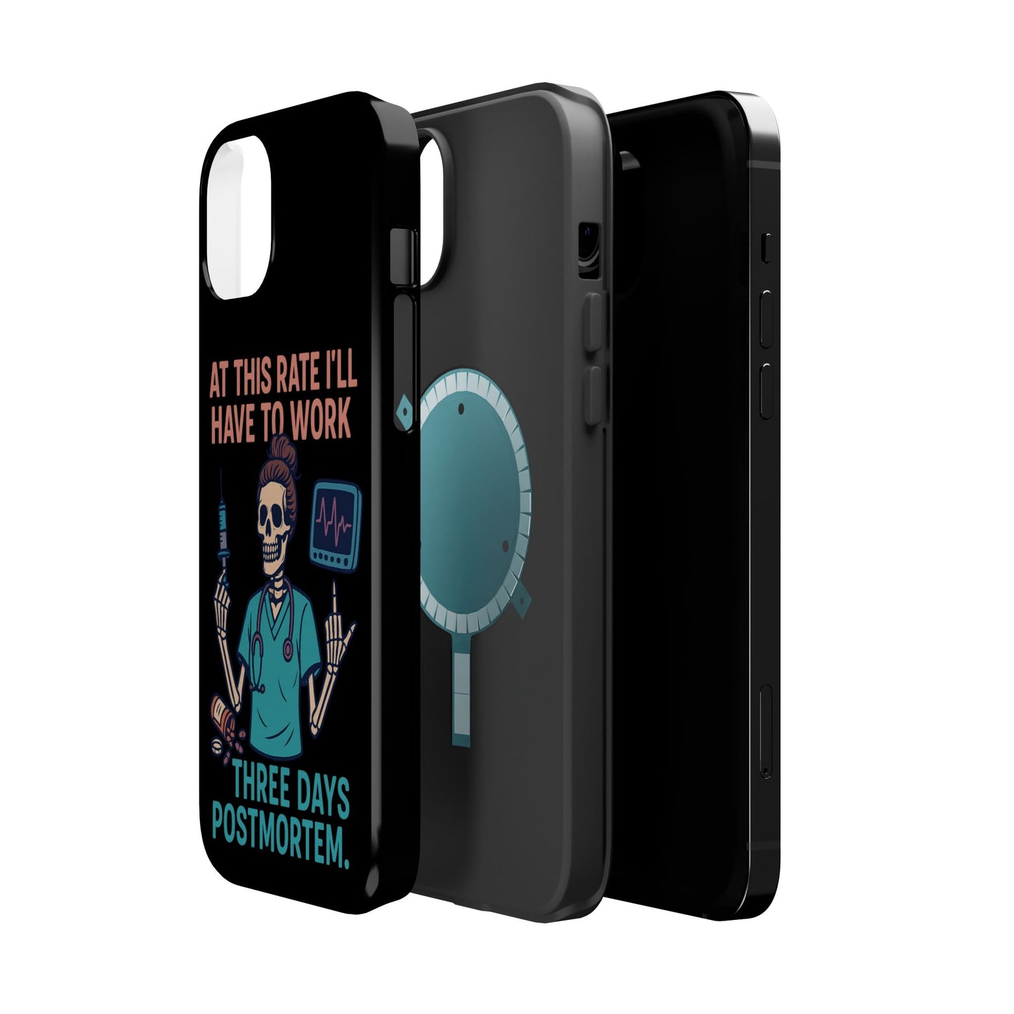 Magnetic Tough Phone Case, 3 Days Postmortem Skull Design, Cute Nurse Gift, Halloween Decor, Unique Phone Accessory