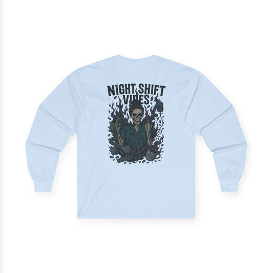 “Night Shift Vibes” – Unisex Nurse Long Sleeve