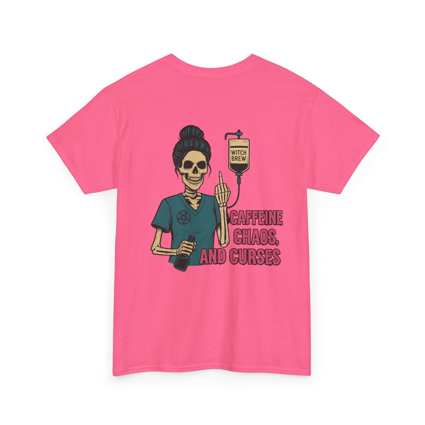 Witchy Caffeine Chaos Tee | Unisex Heavy Cotton Shirt for Halloween, Casual Wear, Gift for Her, Spooky Season, Witchy Vibes