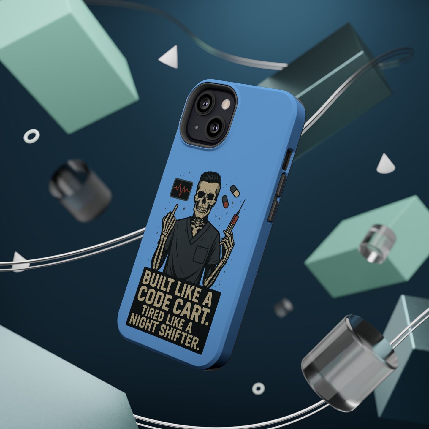 “Built Like a Code Cart. Tired Like a Night Shifter.” – Men’s Nurse Phone Case