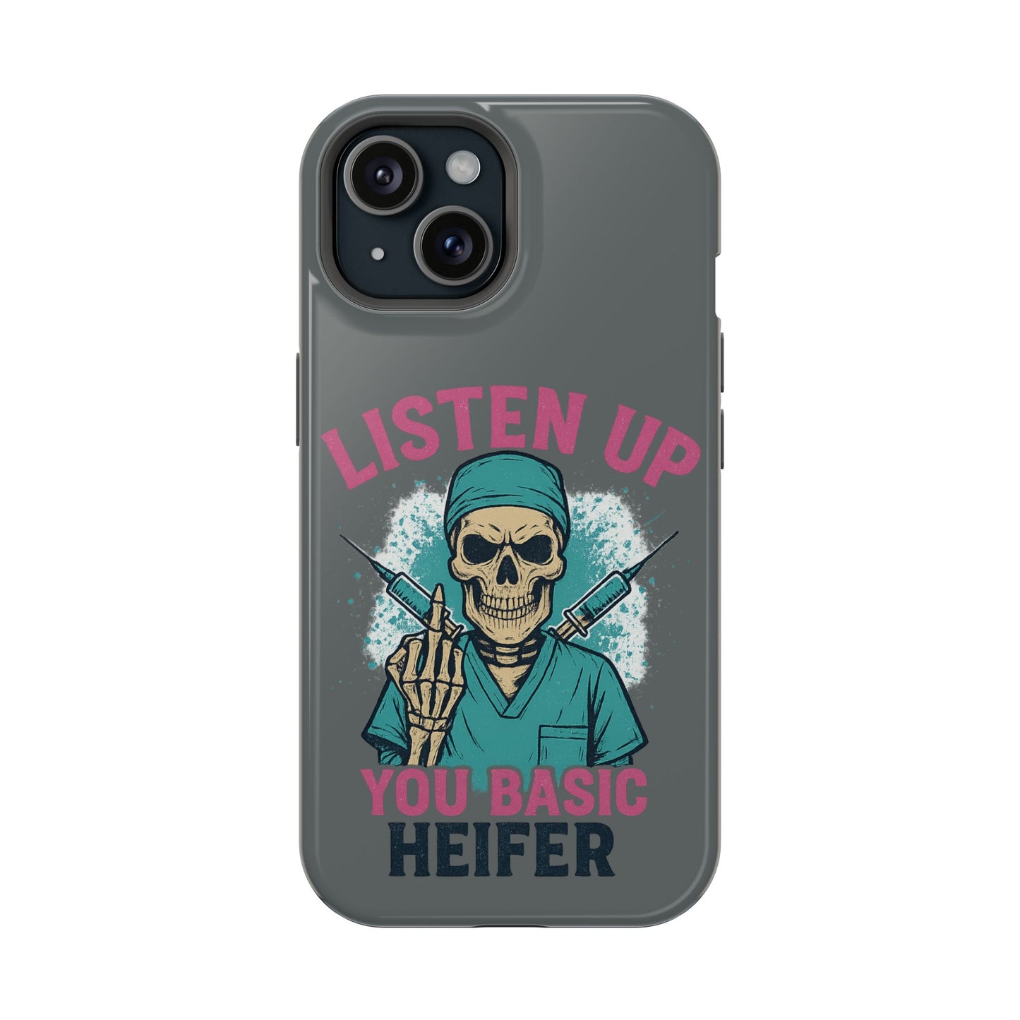 Edgy Nurse Phone Case, Gift for Healthcare Workers, Skull Design Case, Halloween Accessories, Trendy Tough Cases