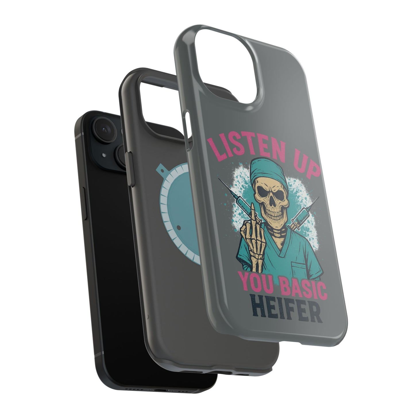 Edgy Nurse Phone Case, Gift for Healthcare Workers, Skull Design Case, Halloween Accessories, Trendy Tough Cases