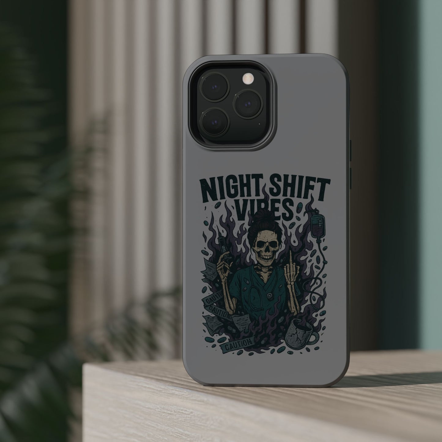 “Night Shift Vibes” – Bright & Chaotic Nurse Phone Case