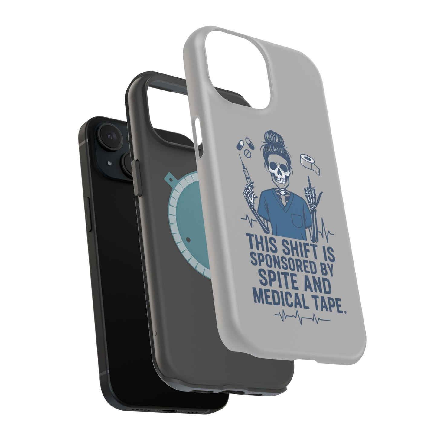 “This Shift Sponsored by Spite and Medical Tape” – Sarcastic Nurse Phone Case