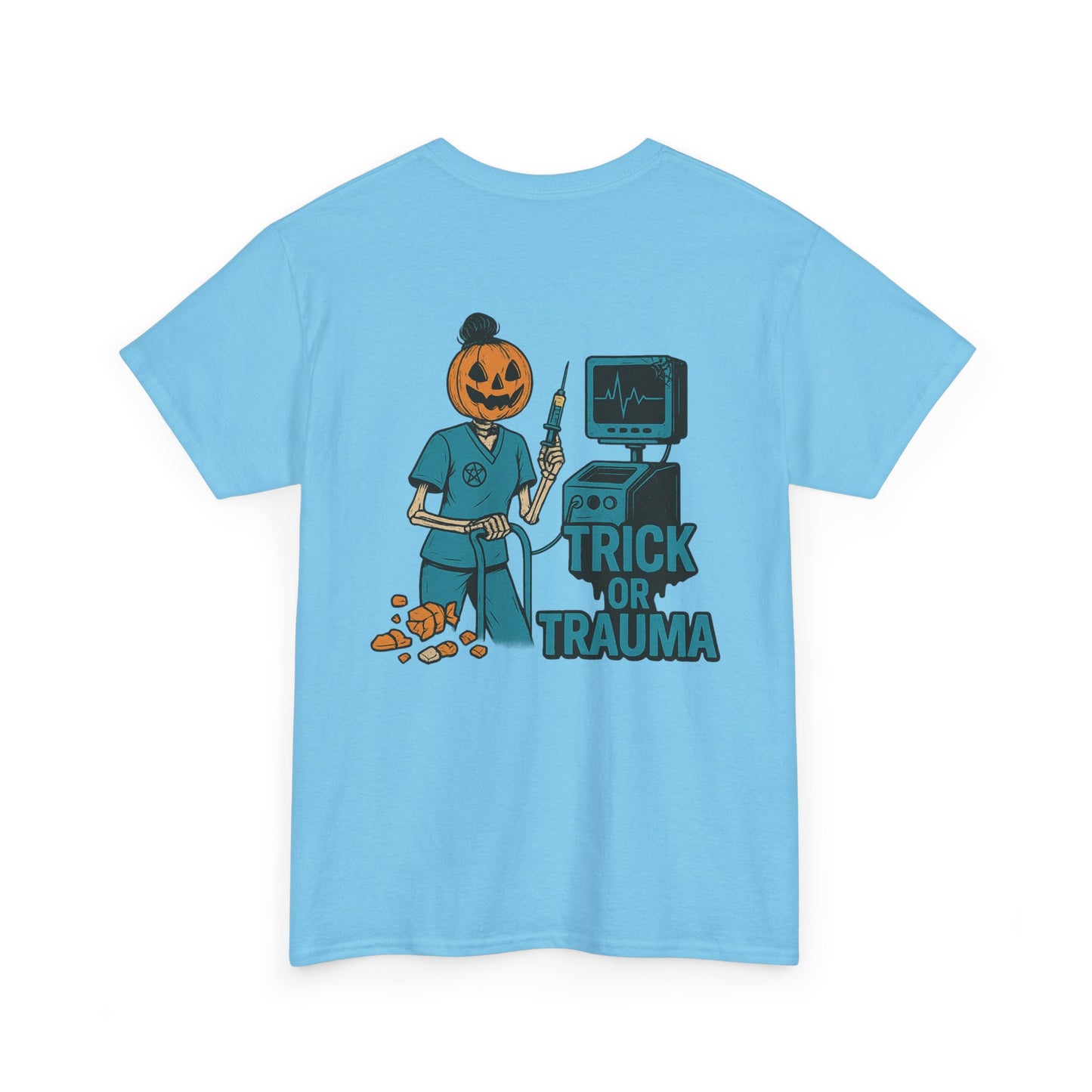 Halloween Pumpkin Tee - Trick or Trauma Shirt, Unisex T-Shirt for Fall Celebrations, Casual Wear, Halloween Costume, Gift Idea