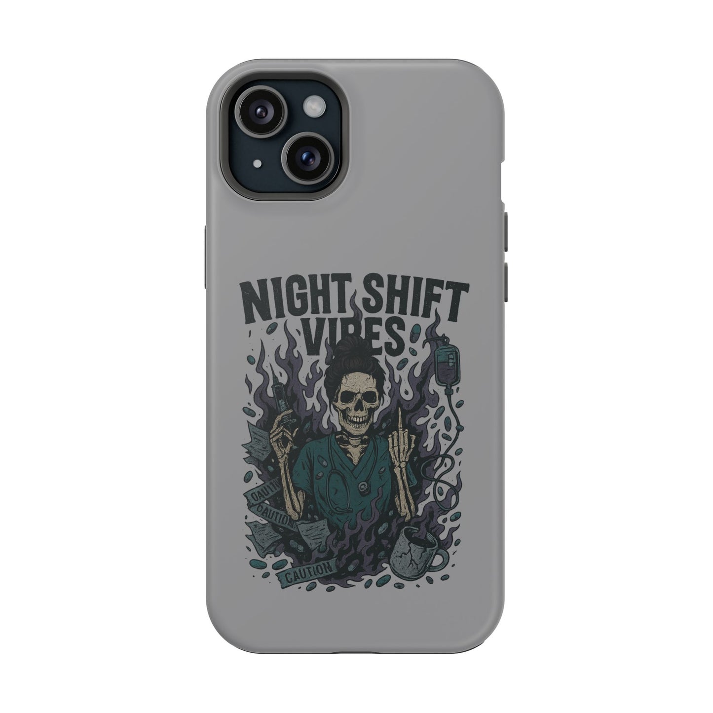 “Night Shift Vibes” – Bright & Chaotic Nurse Phone Case