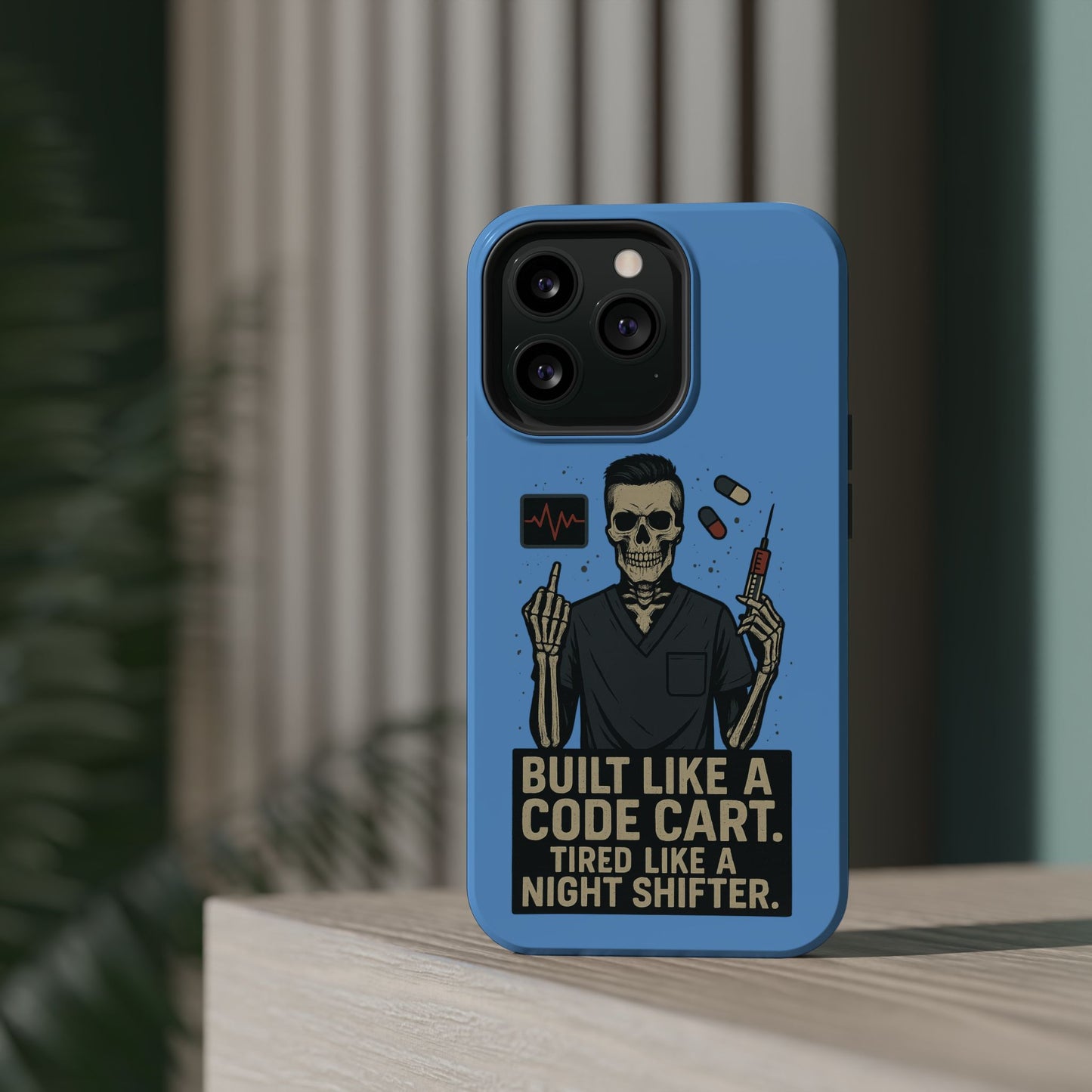 “Built Like a Code Cart. Tired Like a Night Shifter.” – Men’s Nurse Phone Case