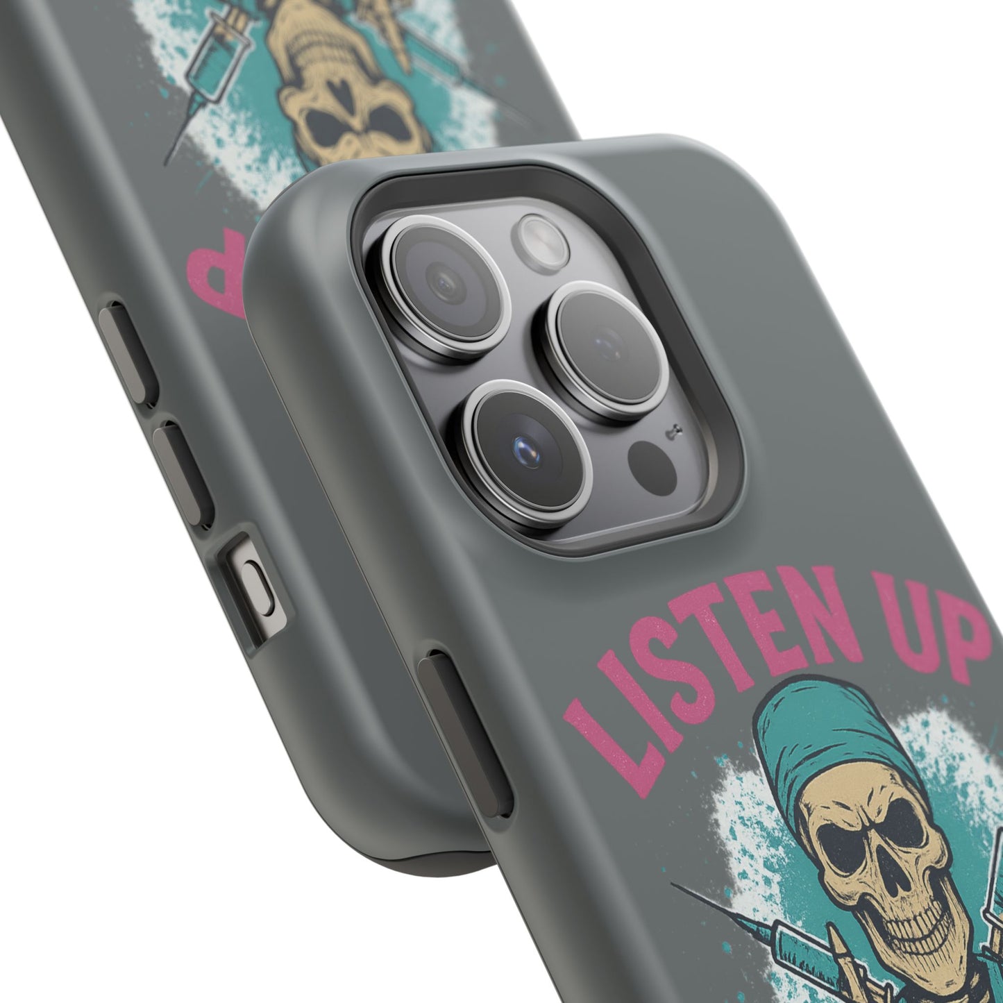 Edgy Nurse Phone Case, Gift for Healthcare Workers, Skull Design Case, Halloween Accessories, Trendy Tough Cases
