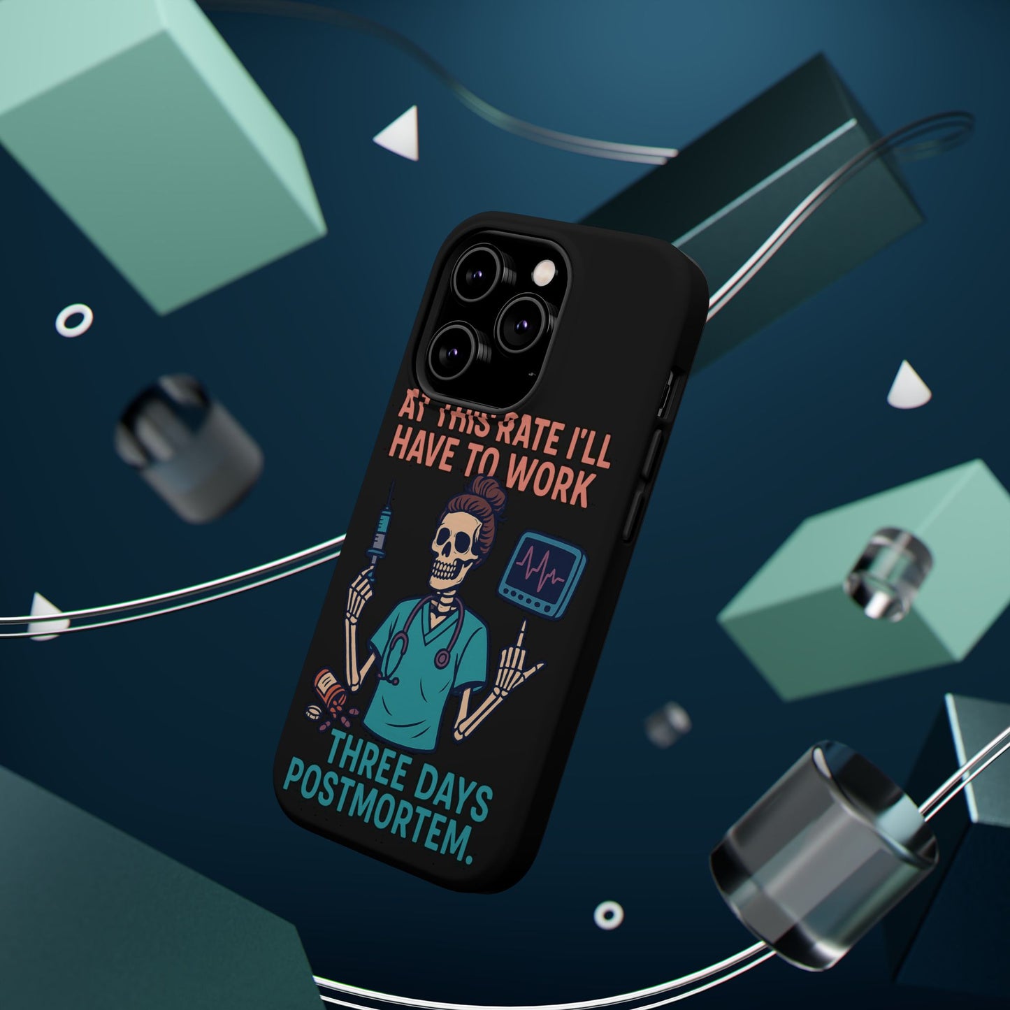 Magnetic Tough Phone Case, 3 Days Postmortem Skull Design, Cute Nurse Gift, Halloween Decor, Unique Phone Accessory
