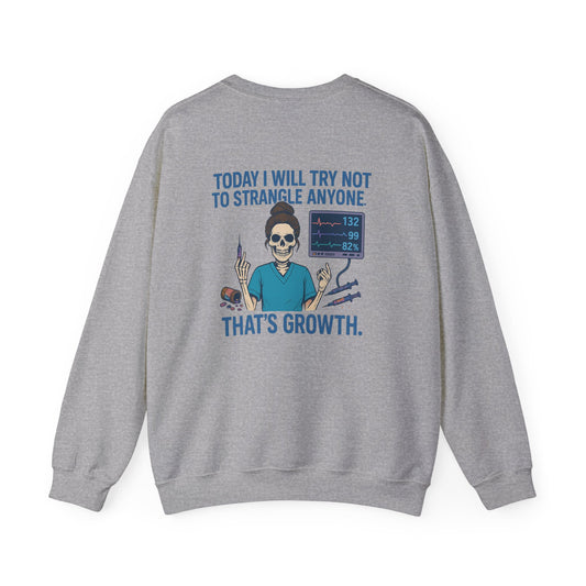 Skull Growth Humor Sweatshirt | Unisex Crewneck | Funny Gift for Nurses, Medical Professionals, Birthdays, Halloween, or Self-Care