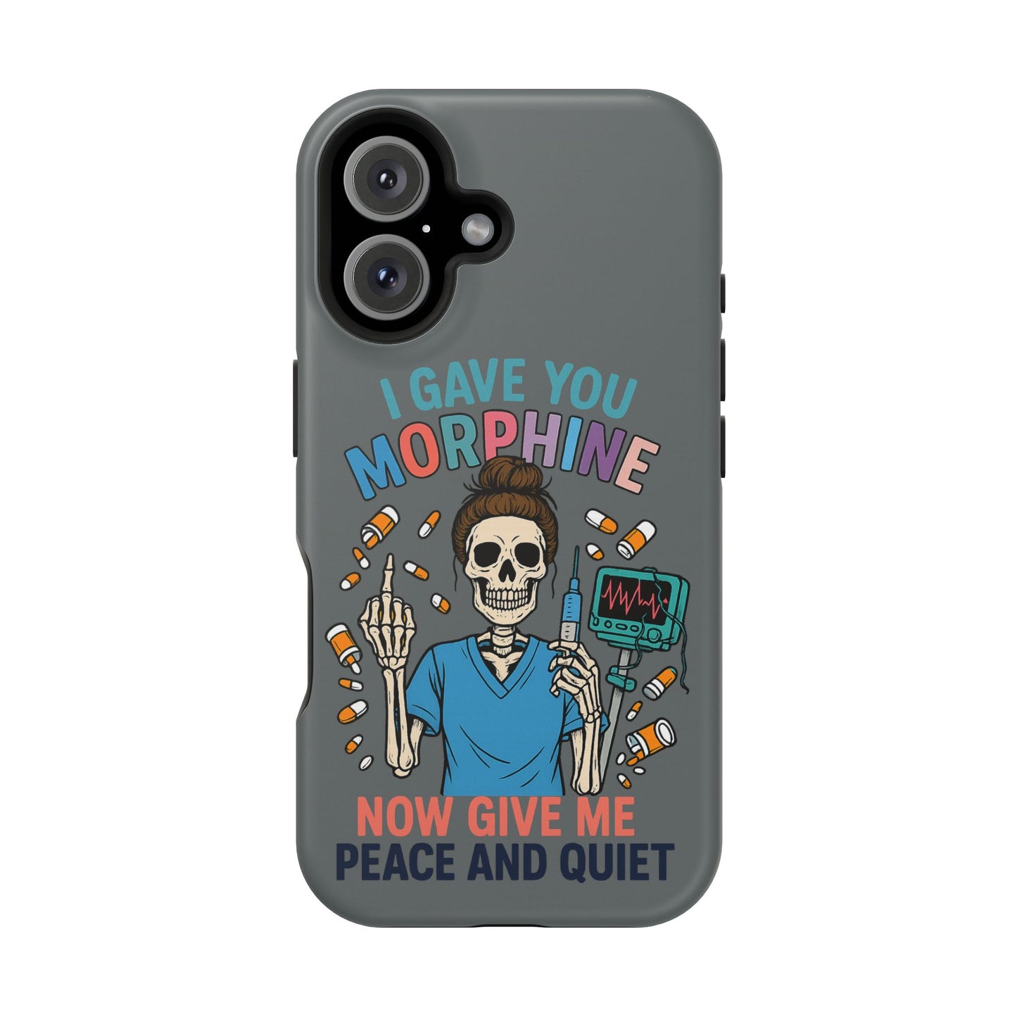 Gothic Phone Case, Unique Skeleton Design, Funny Gift for Nurses, Halloween Accessory, Hospital Humor