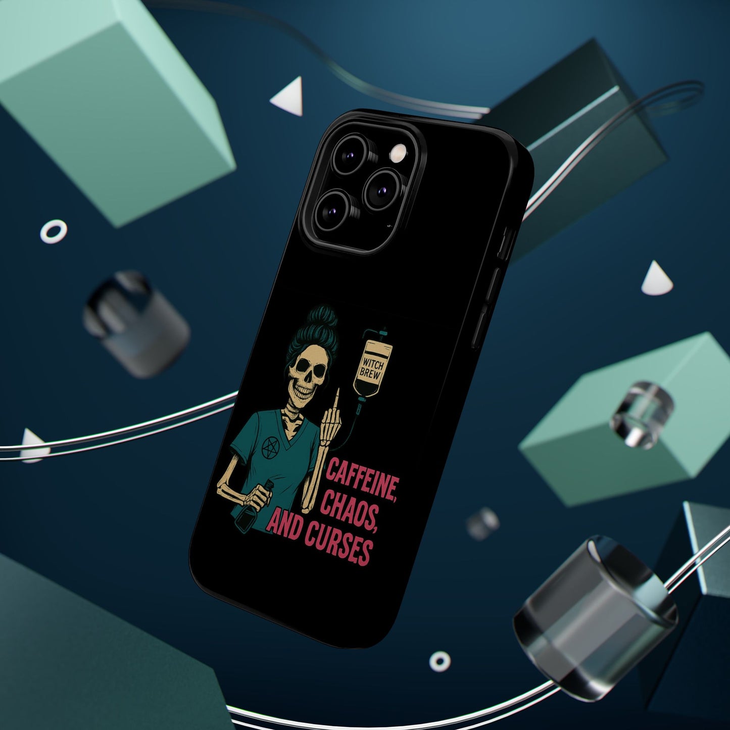 Caffeine Chaos Magnetic Phone Case, Halloween Gift, Witchy Accessories, Phone Cover, Spooky Style