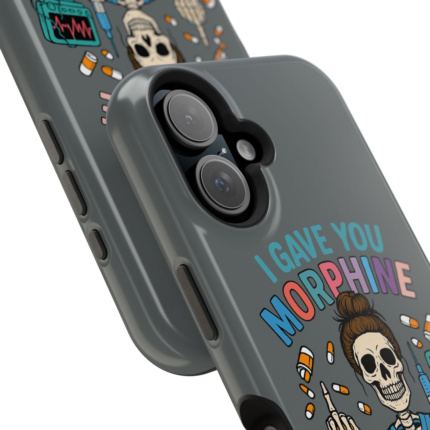Gothic Phone Case, Unique Skeleton Design, Funny Gift for Nurses, Halloween Accessory, Hospital Humor