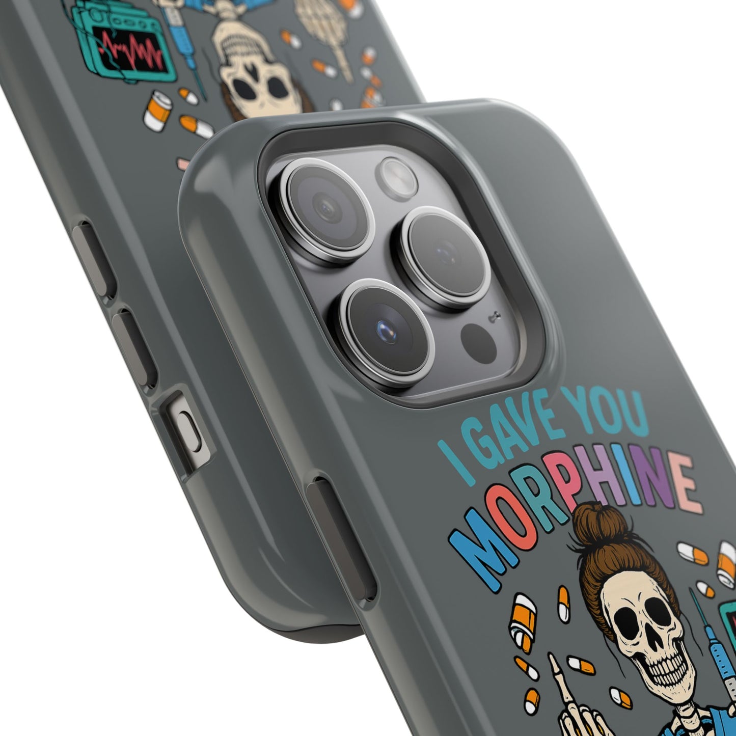 Gothic Phone Case, Unique Skeleton Design, Funny Gift for Nurses, Halloween Accessory, Hospital Humor