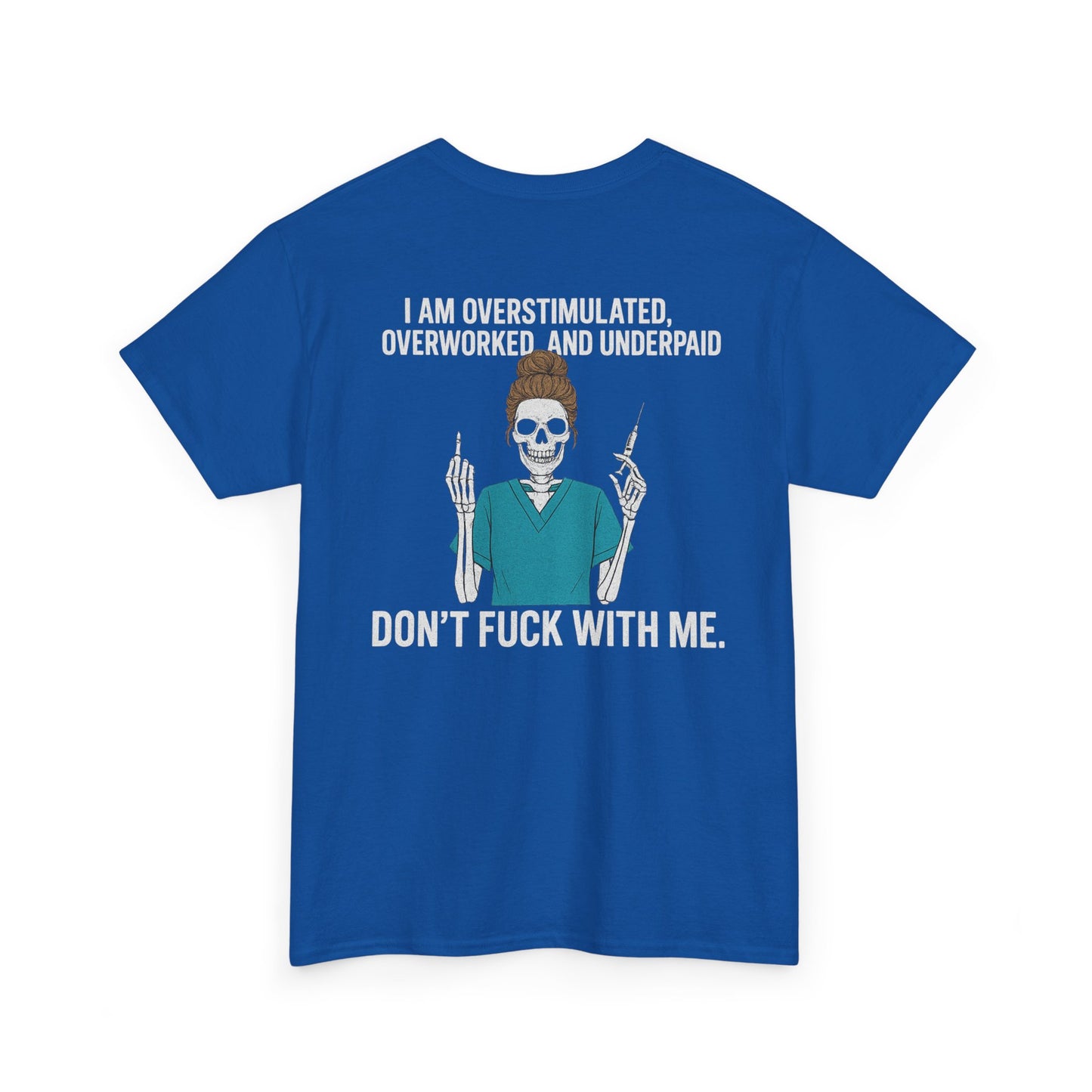 Unisex Heavy Cotton Tee - Overstimulated & Underpaid Graphic Tee, Casual Wear, Funny Shirt, Gift for Friends, Work Humor