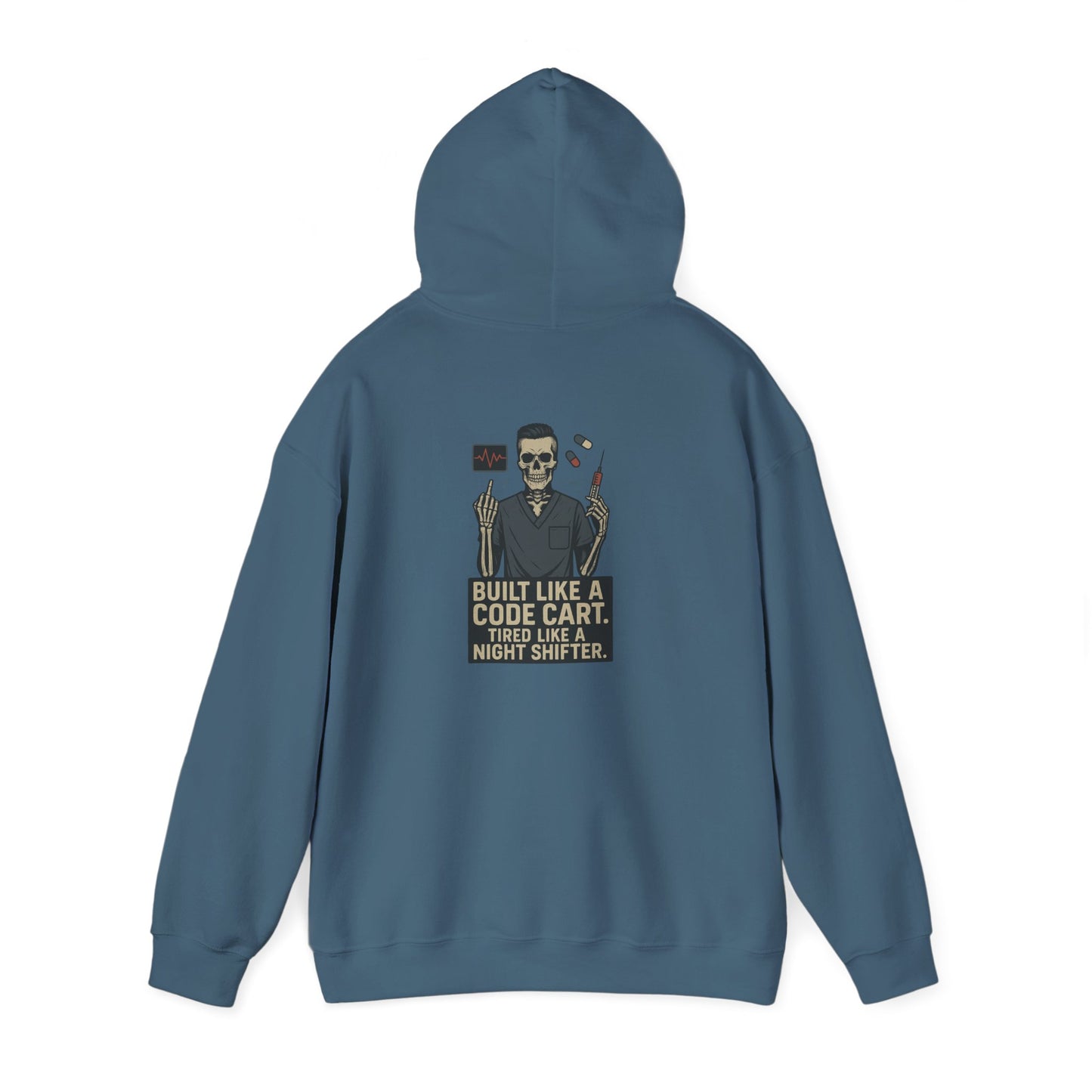 “Built Like a Code Cart. Tired Like a Night Shifter.” – Sarcastic Men’s Hoodie