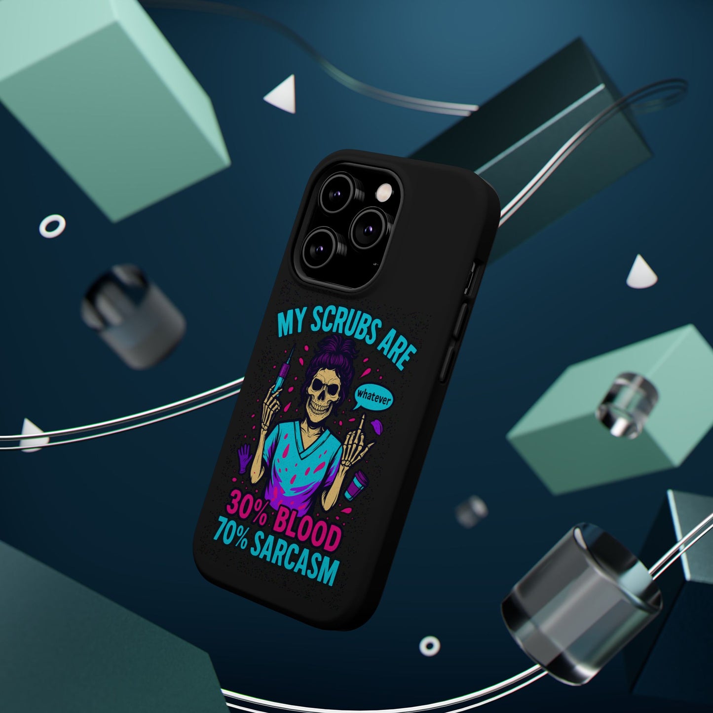 Sassy Nurse Phone Case, 30% Blood 70% Sarcasm Design, Healthcare Gift, Funny Medical Accessory, Tough Magnetic Cover