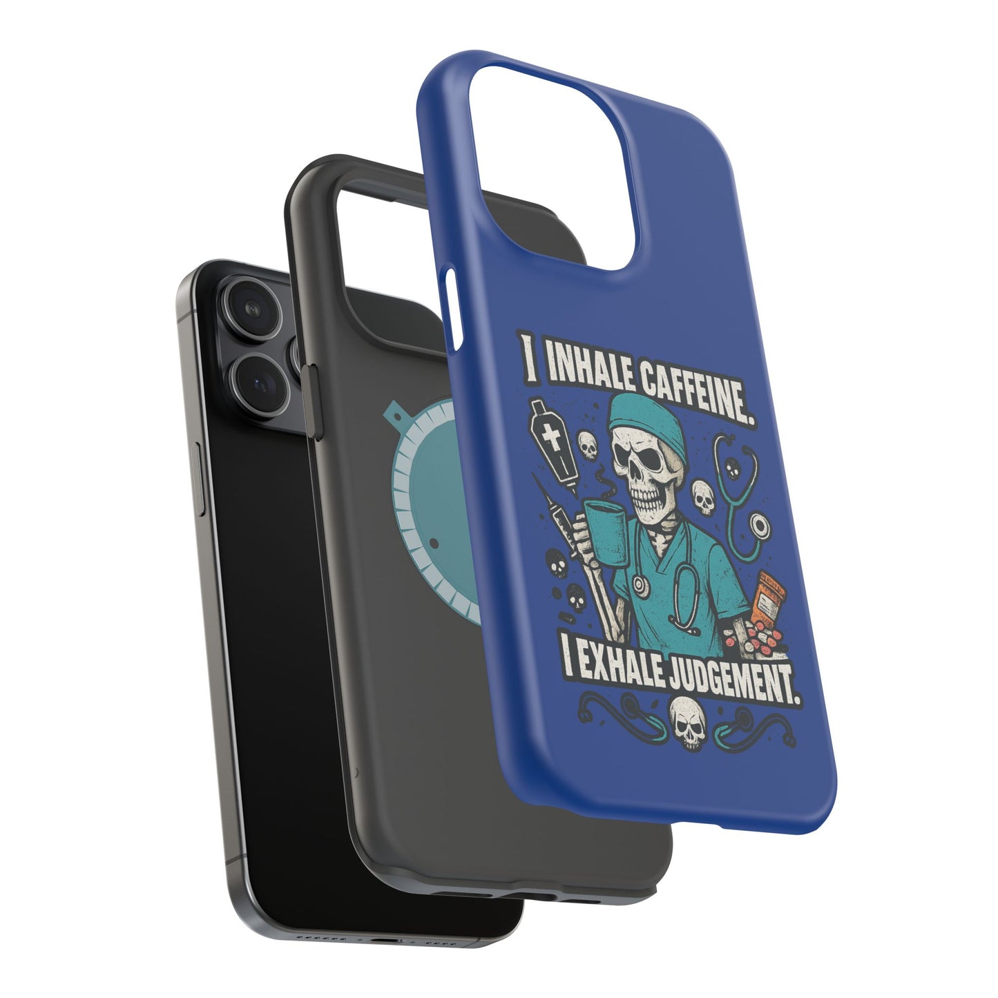 Funny Nurse Phone Case, Medical Humor, Gift for Healthcare Workers, Caffeine Lover Accessory, Skeleton Design
